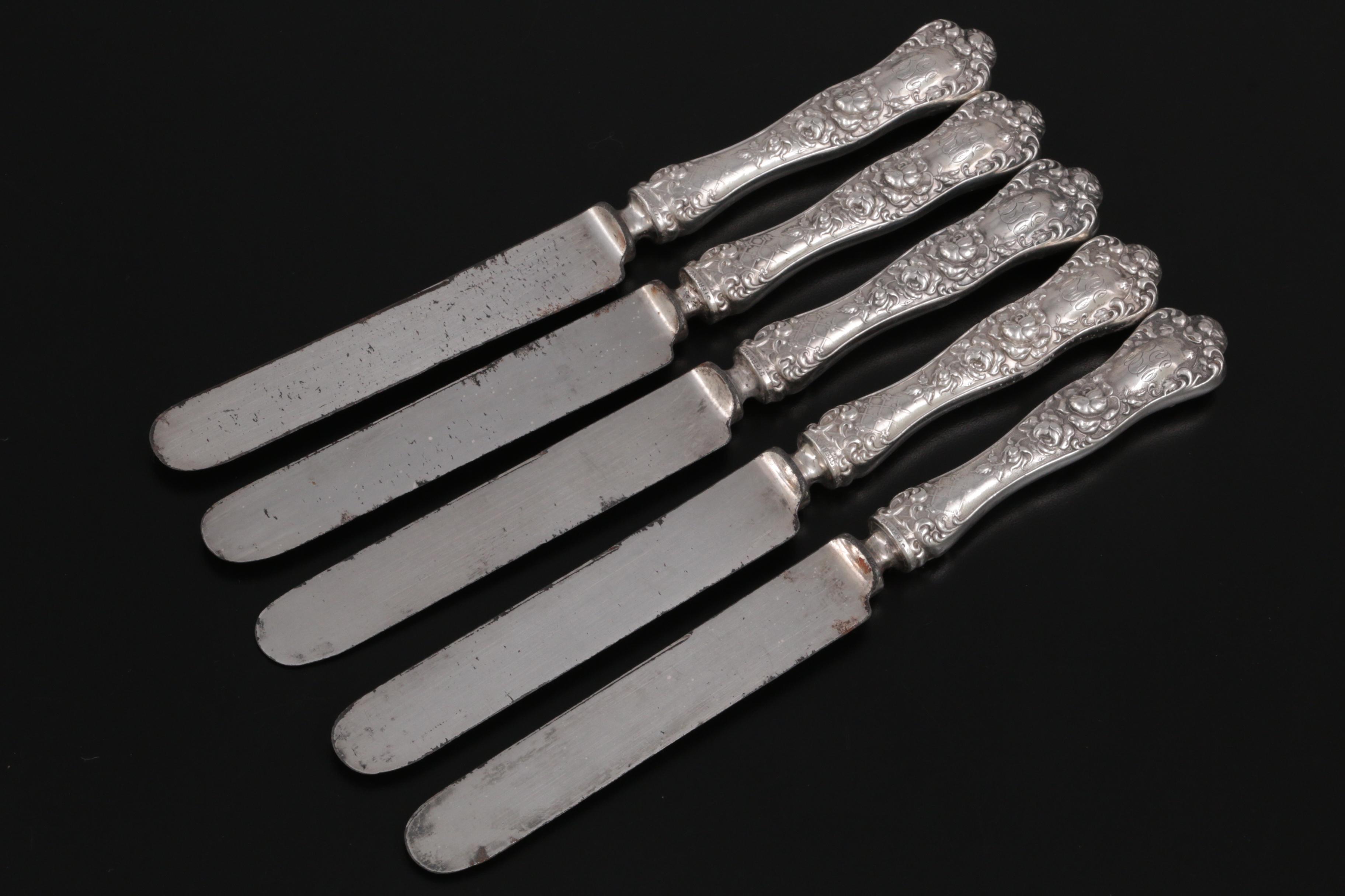 Mauser "American Beauty" Sterling Silver Handled Knives with Other Flatware