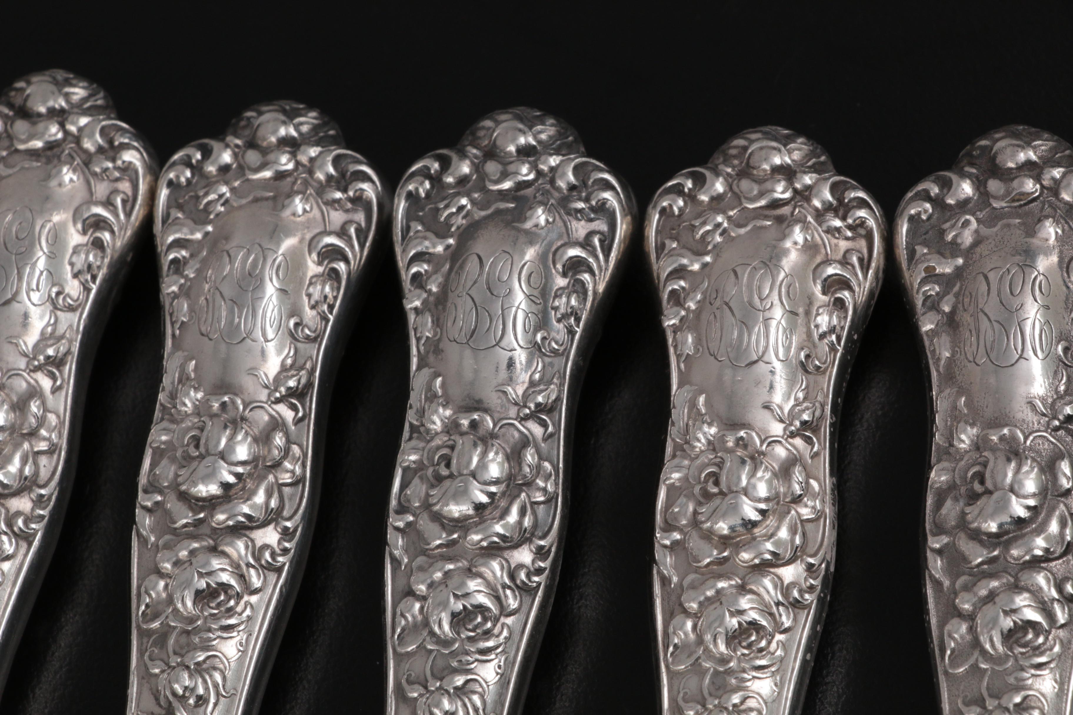 Mauser "American Beauty" Sterling Silver Handled Knives with Other Flatware