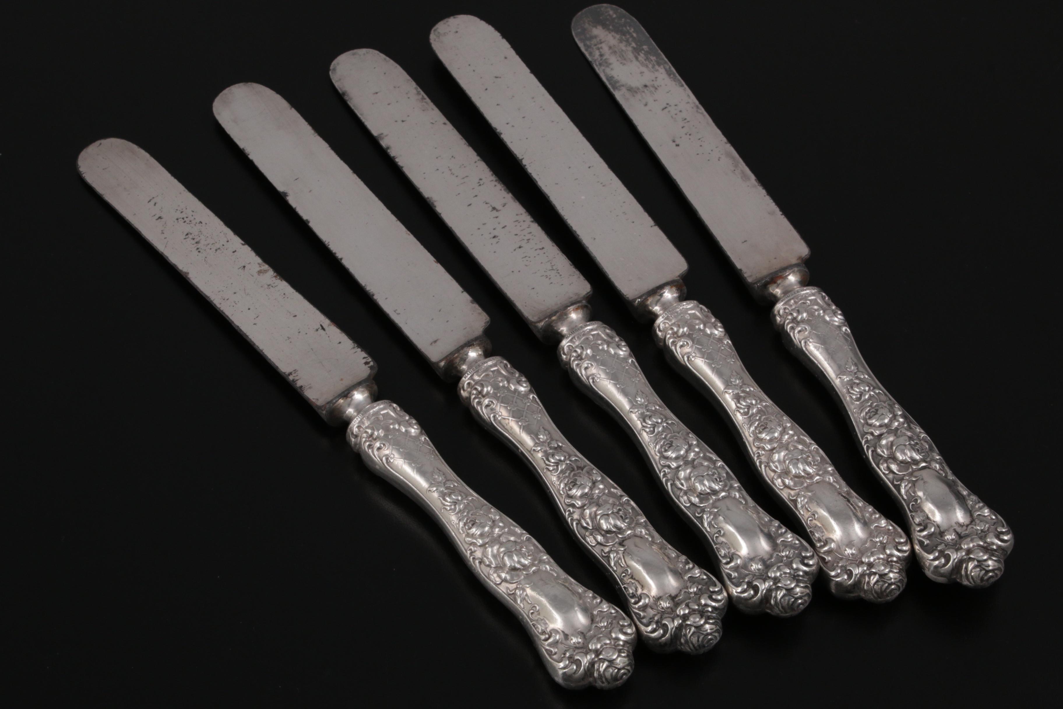 Mauser "American Beauty" Sterling Silver Handled Knives with Other Flatware