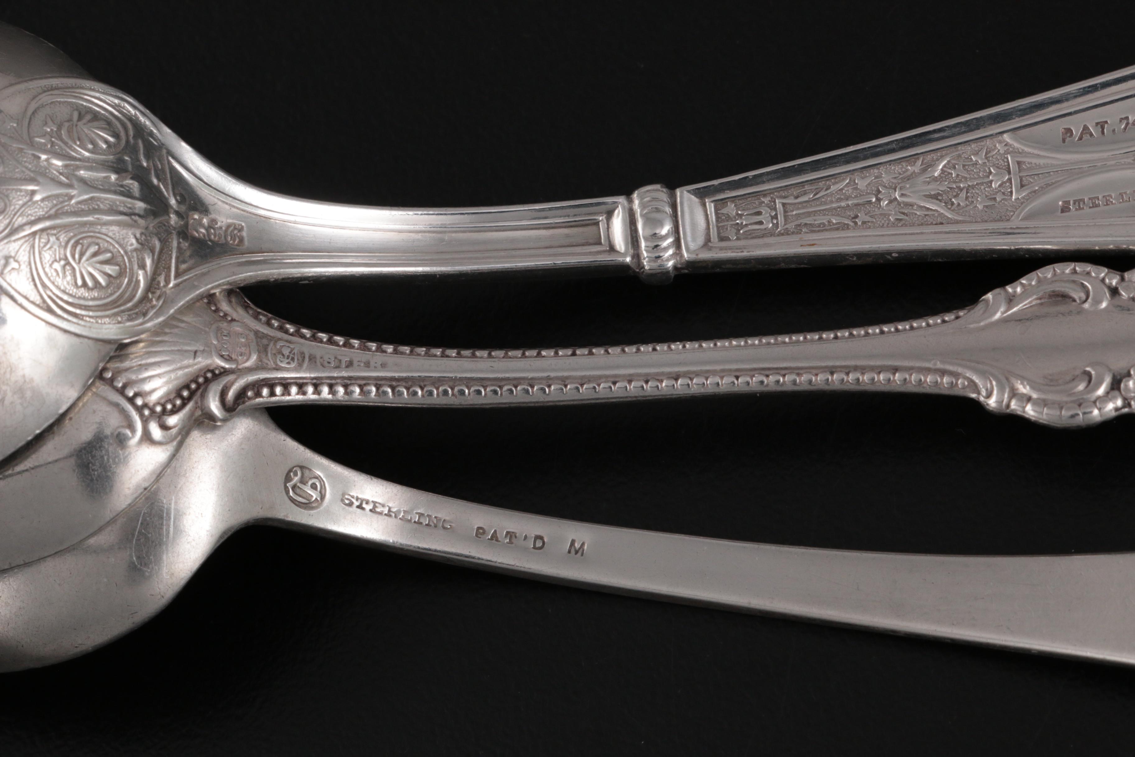 Mauser "American Beauty" Sterling Silver Handled Knives with Other Flatware