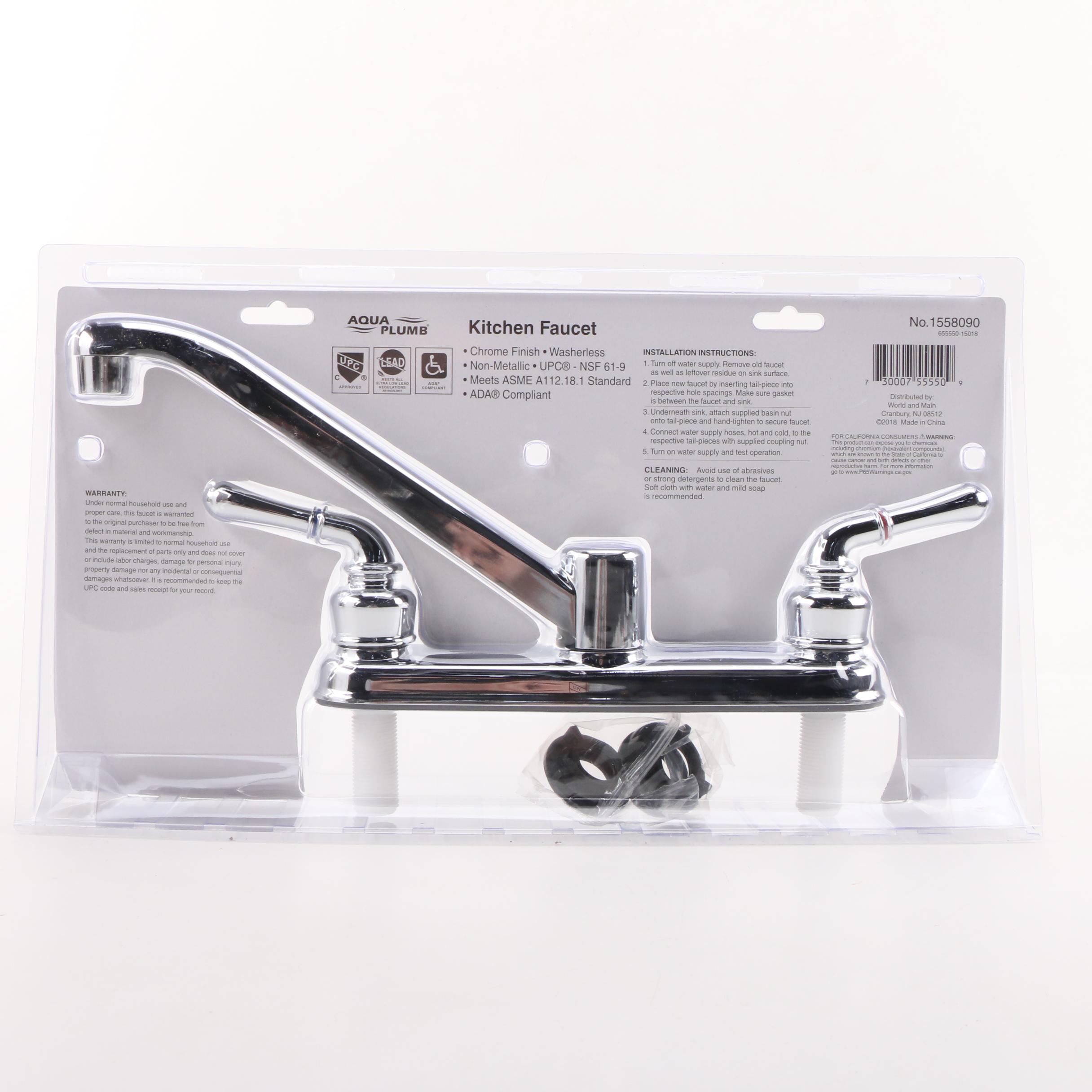 Aqua Plumb Chrome Finished Kitchen Faucets and Massage Showerheads