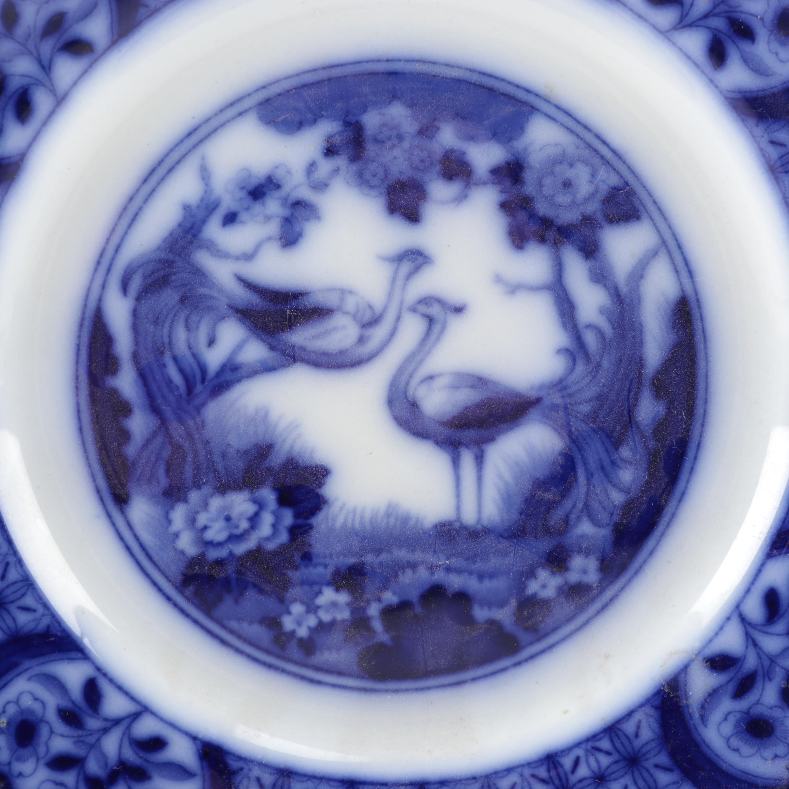 Johnson Bros "Mongolia" Flow Blue Porcelain Salad Plates, Late 19th C.