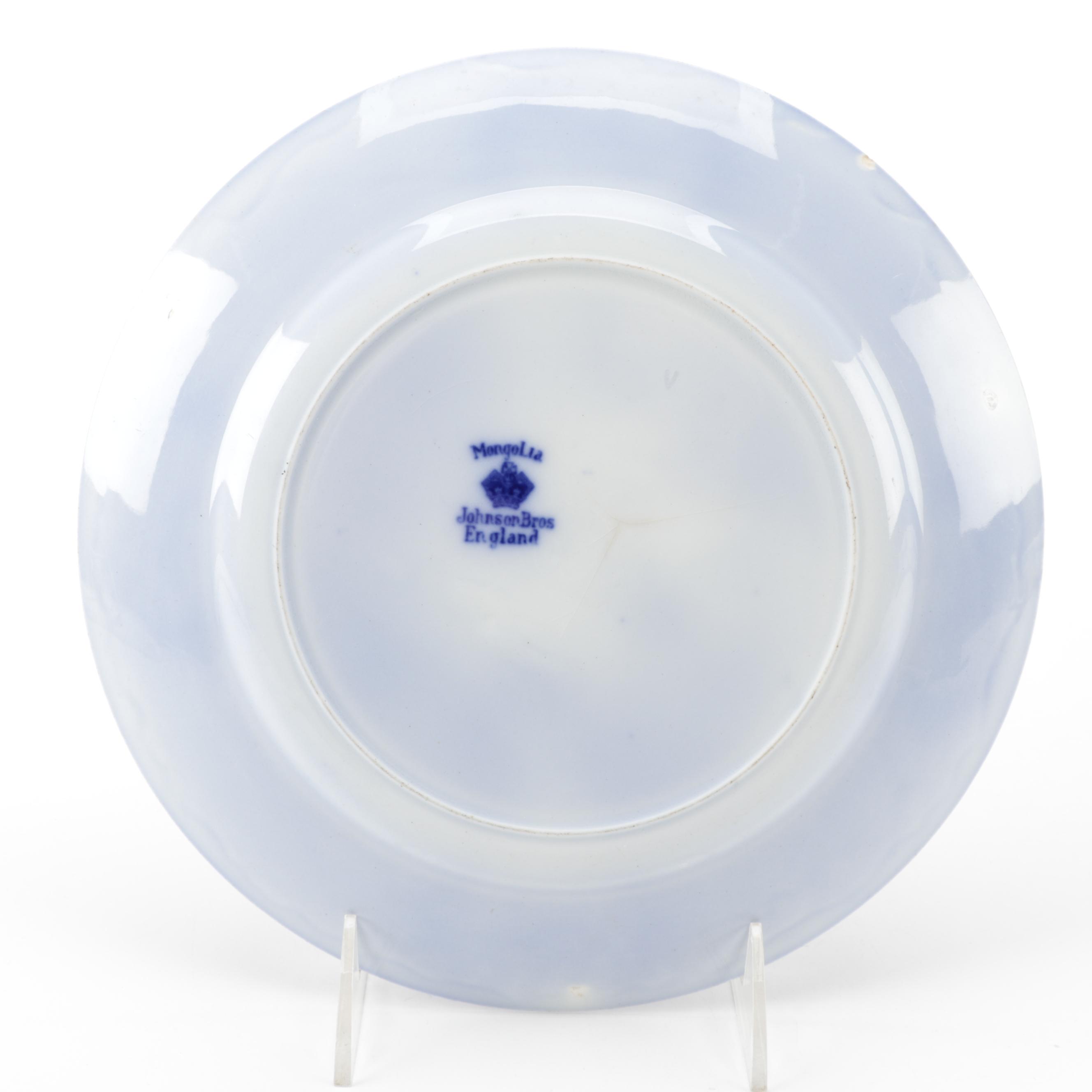 Johnson Bros "Mongolia" Flow Blue Porcelain Salad Plates, Late 19th C.