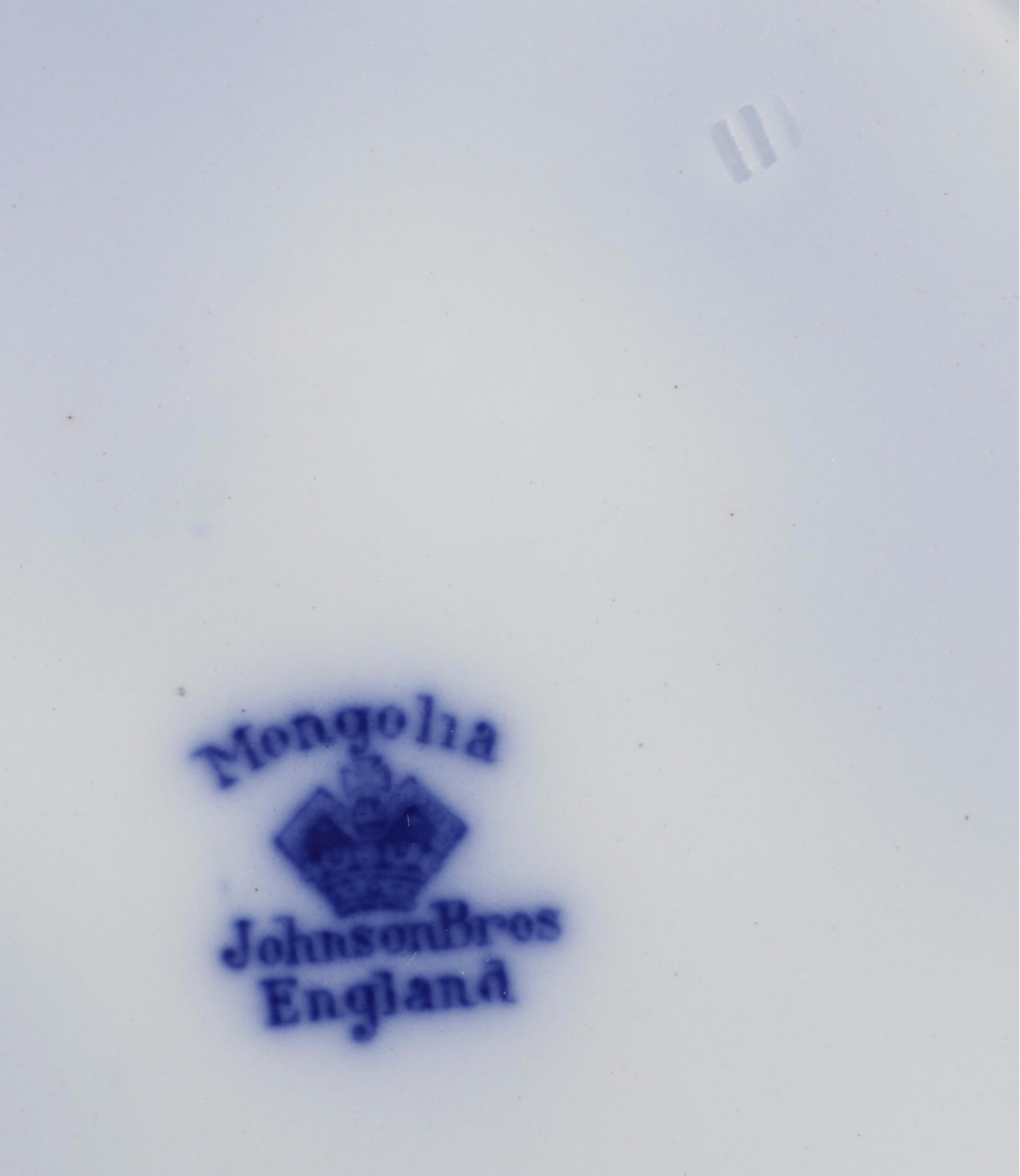 Johnson Bros "Mongolia" Flow Blue Porcelain Salad Plates, Late 19th C.