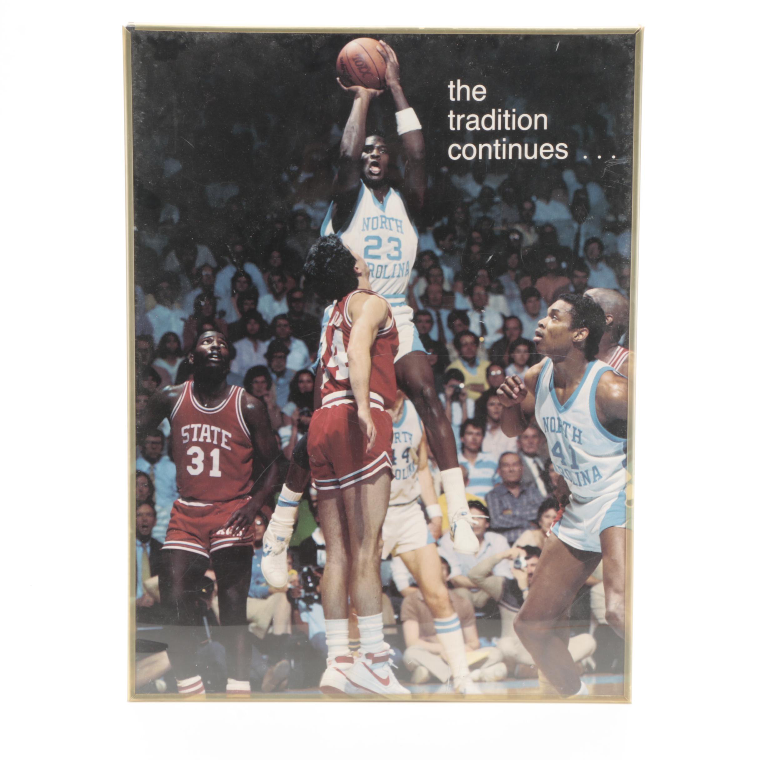 Michael Jordan Poster with Basketball and Baseball Cards