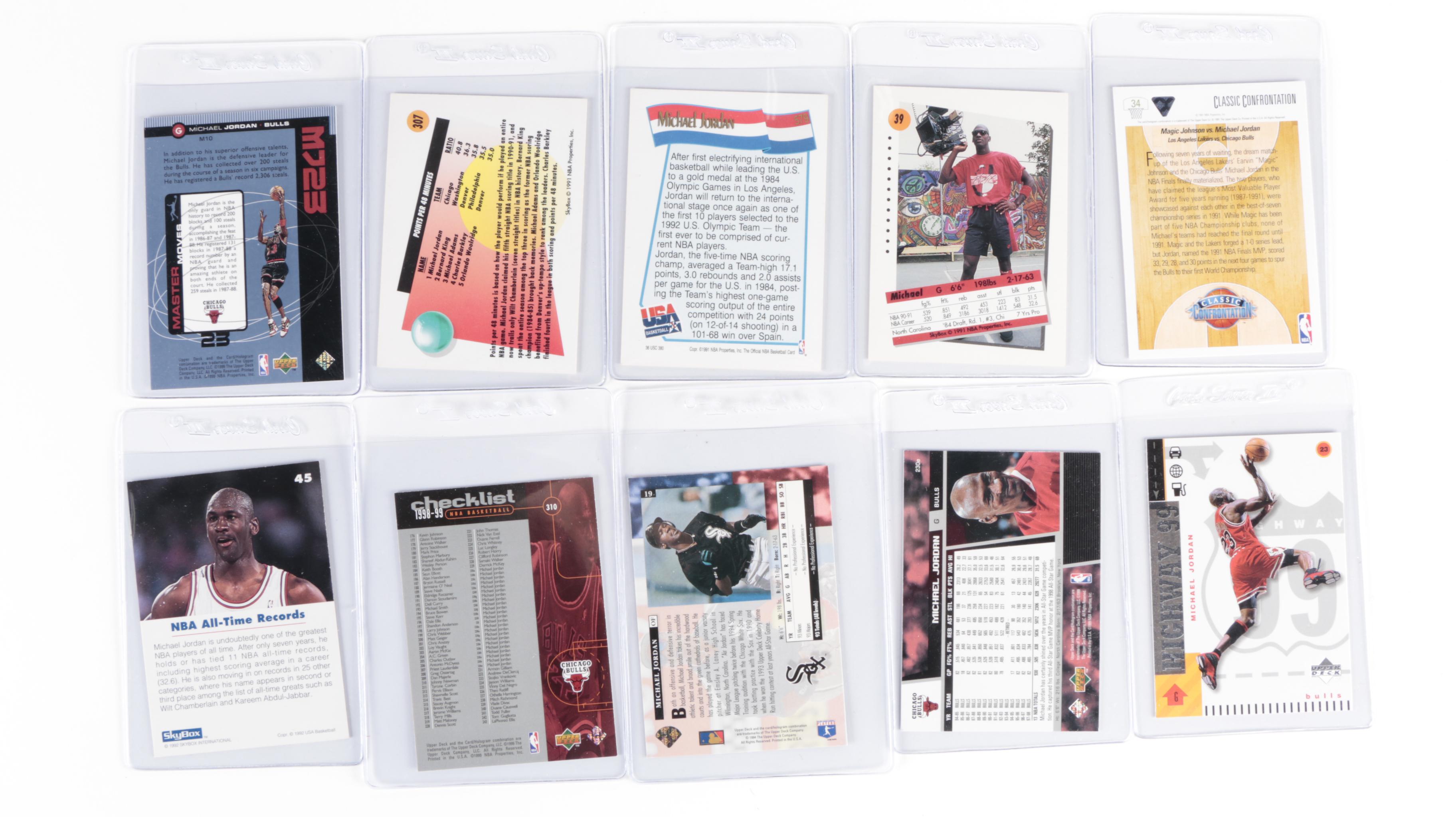 Michael Jordan Poster with Basketball and Baseball Cards