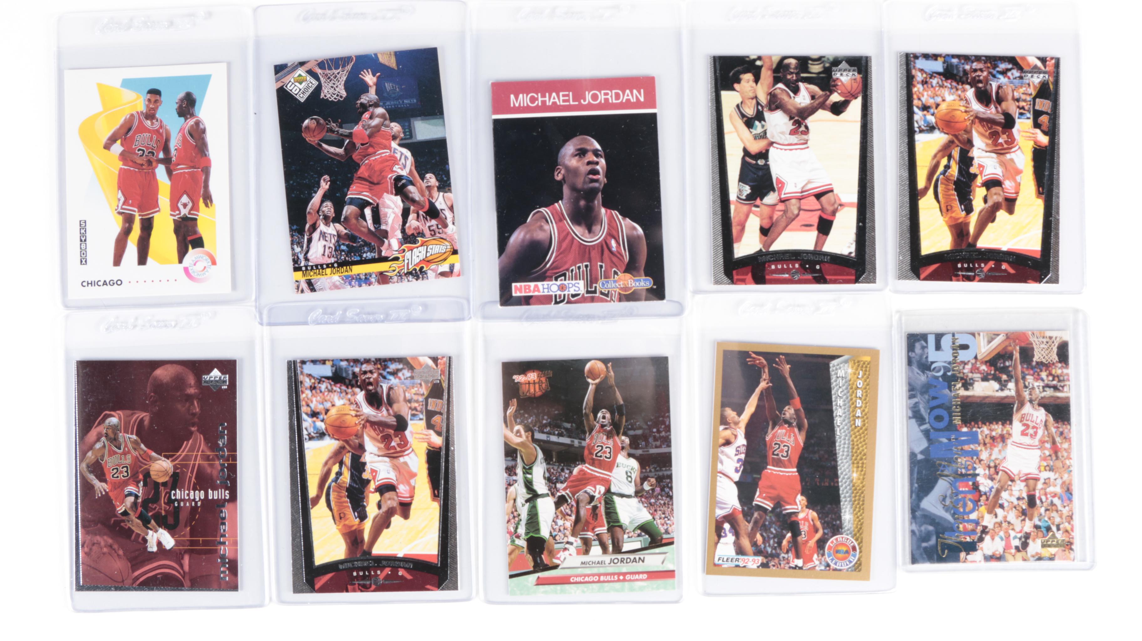 Michael Jordan Poster with Basketball and Baseball Cards