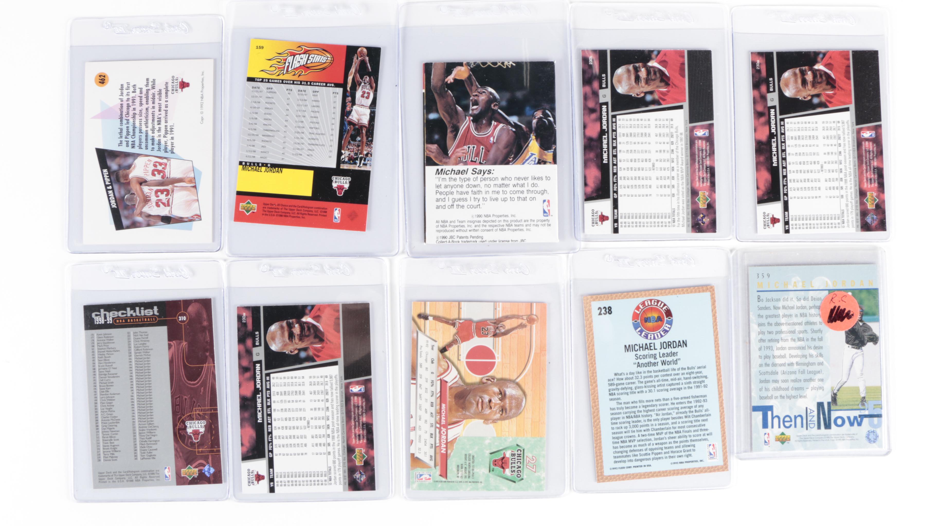 Michael Jordan Poster with Basketball and Baseball Cards