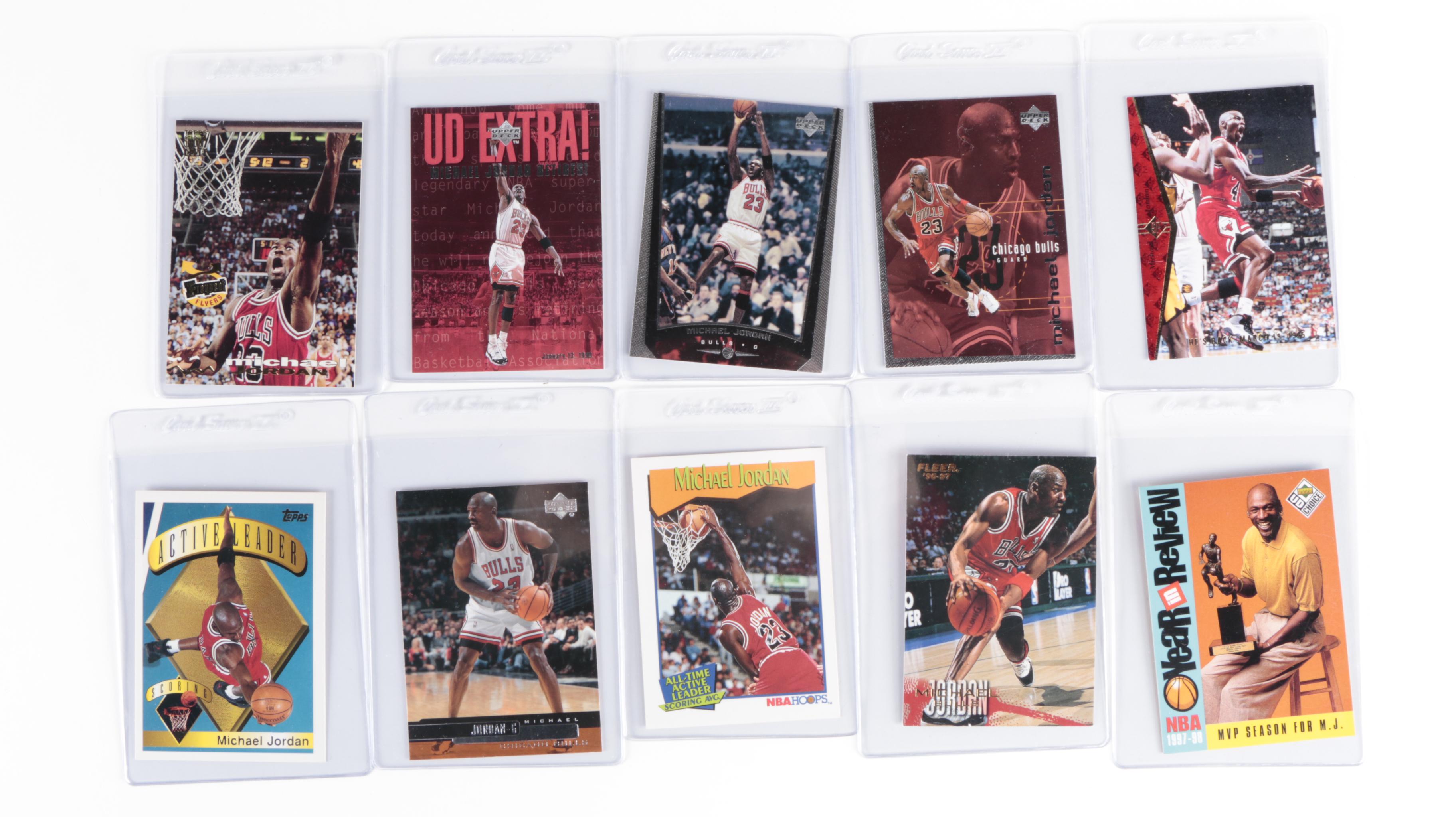 Michael Jordan Poster with Basketball and Baseball Cards