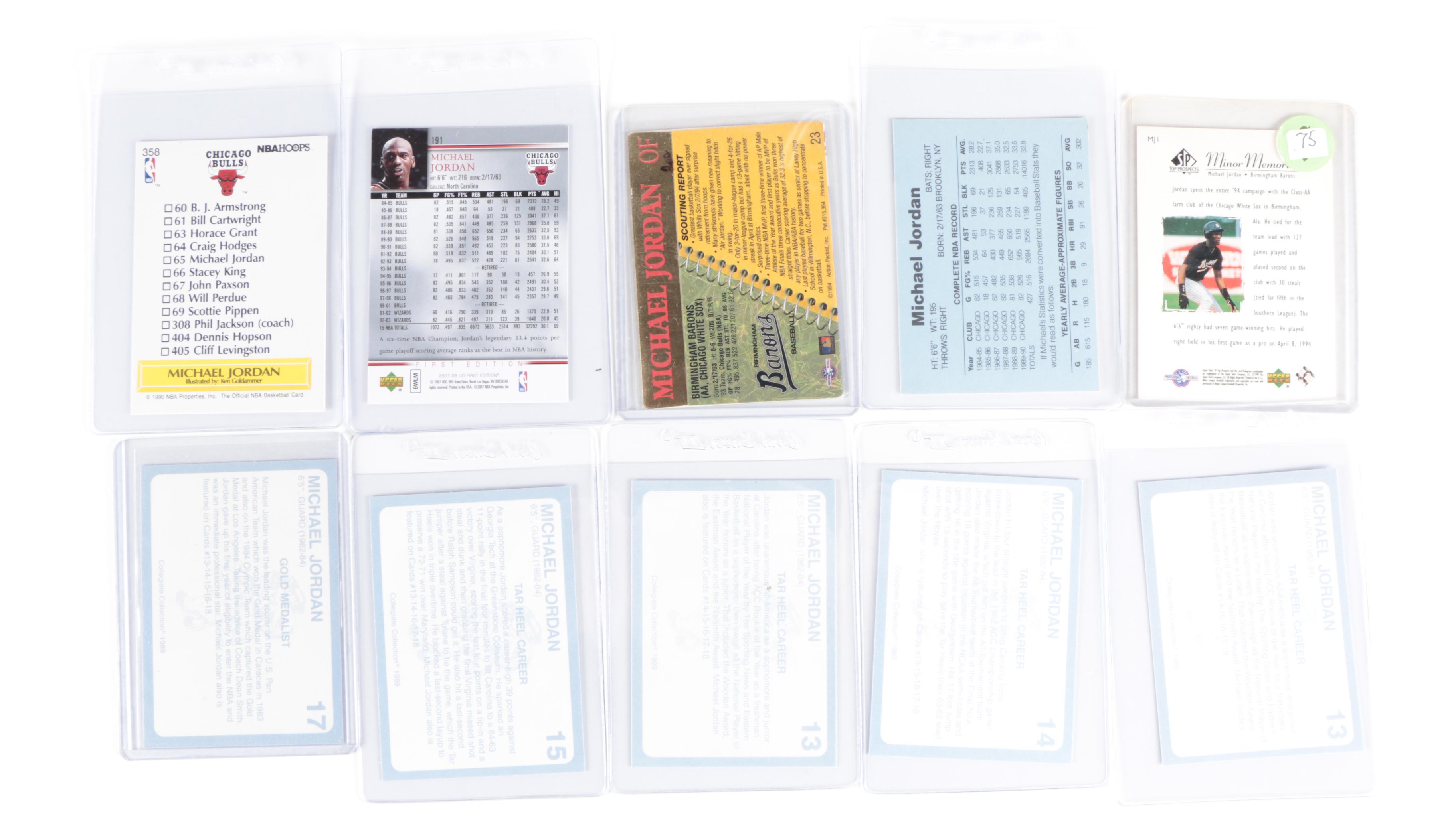 Michael Jordan Poster with Basketball and Baseball Cards