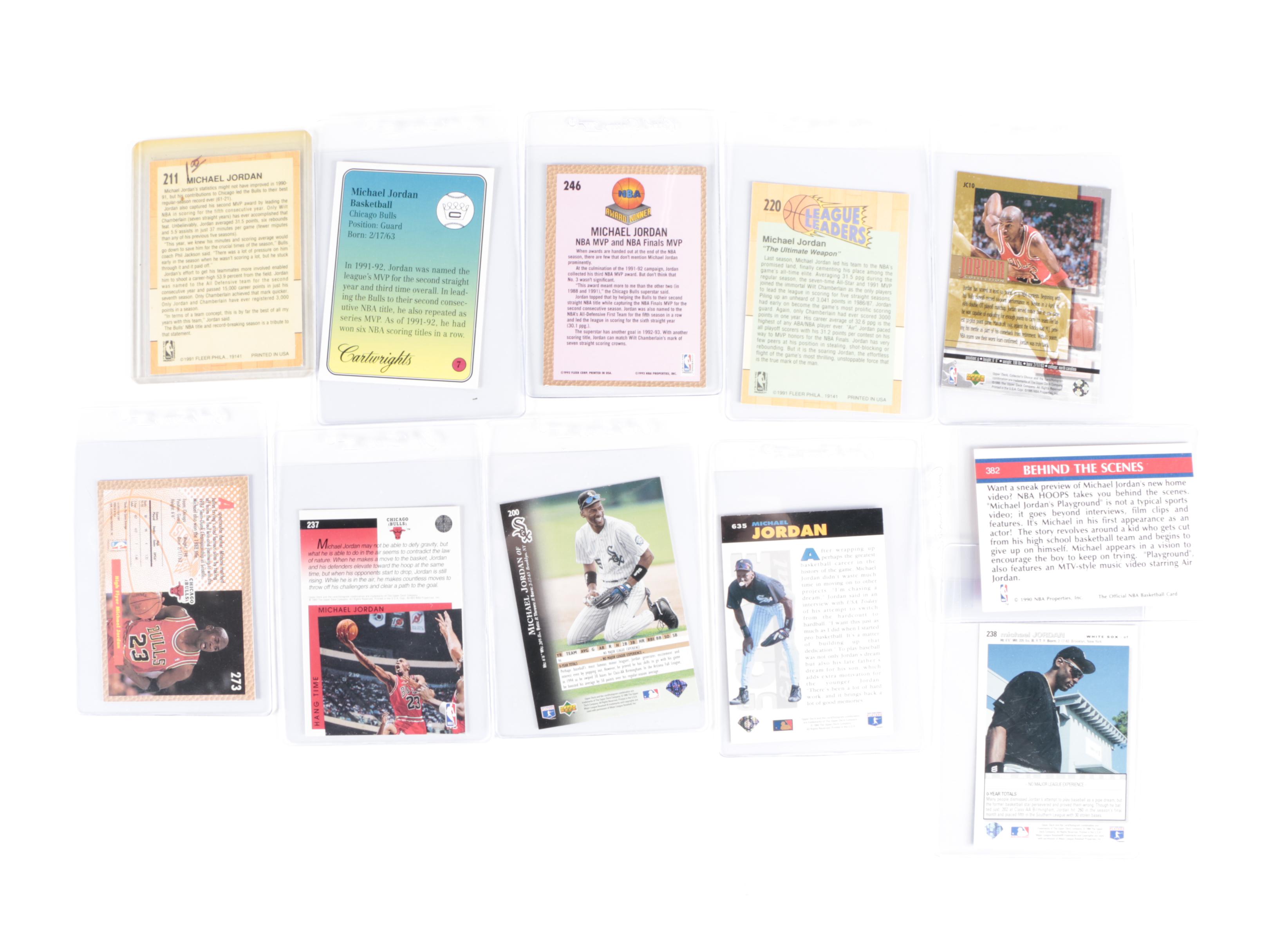 Michael Jordan Poster with Basketball and Baseball Cards