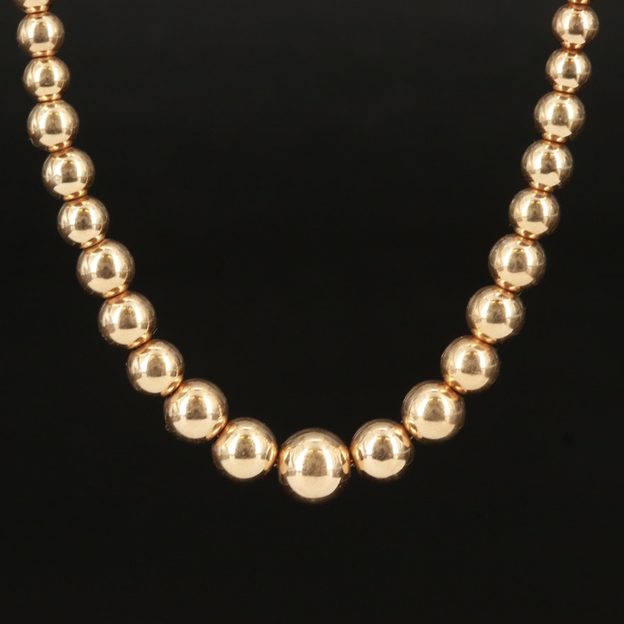 14K Graduated Bead Necklace