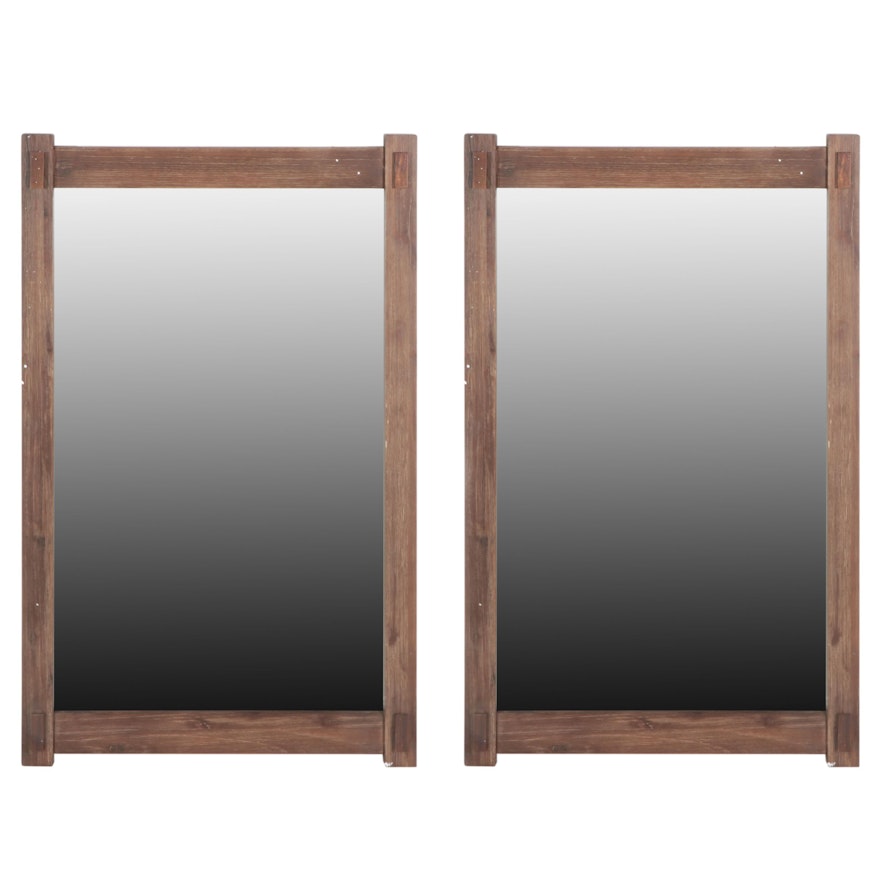 Pair of Arts and Crafts Style Vanity Mirrors in Natural Obscura Finish