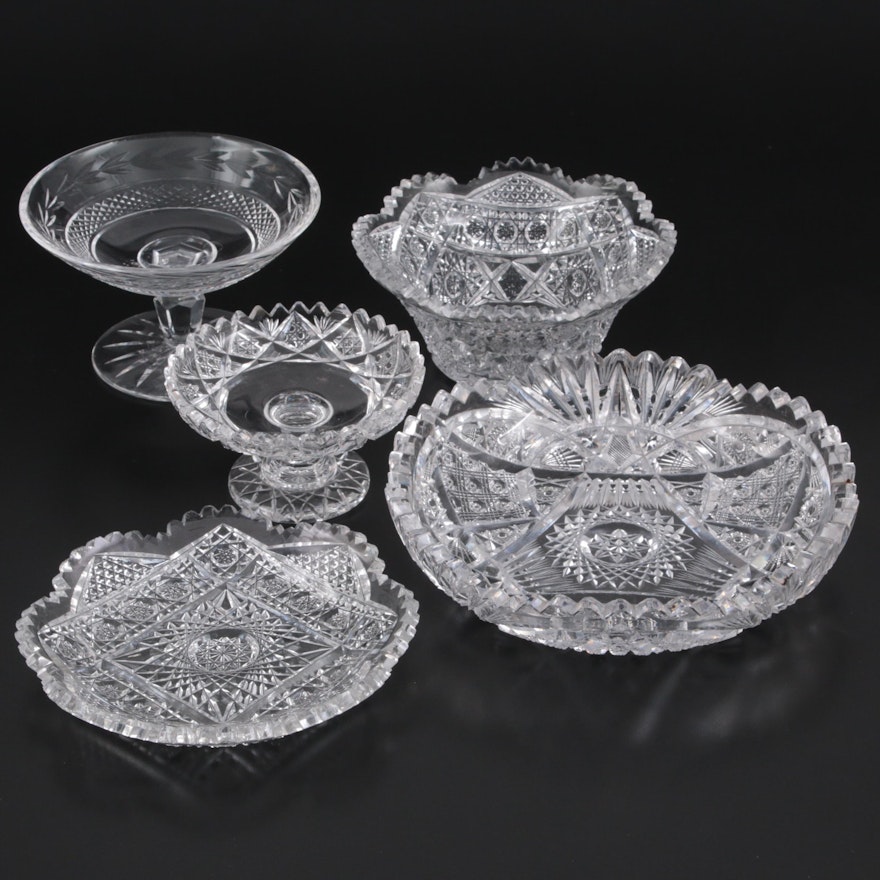 Waterford Crystal "Glandore" Compote with Other Cut Glass Serveware