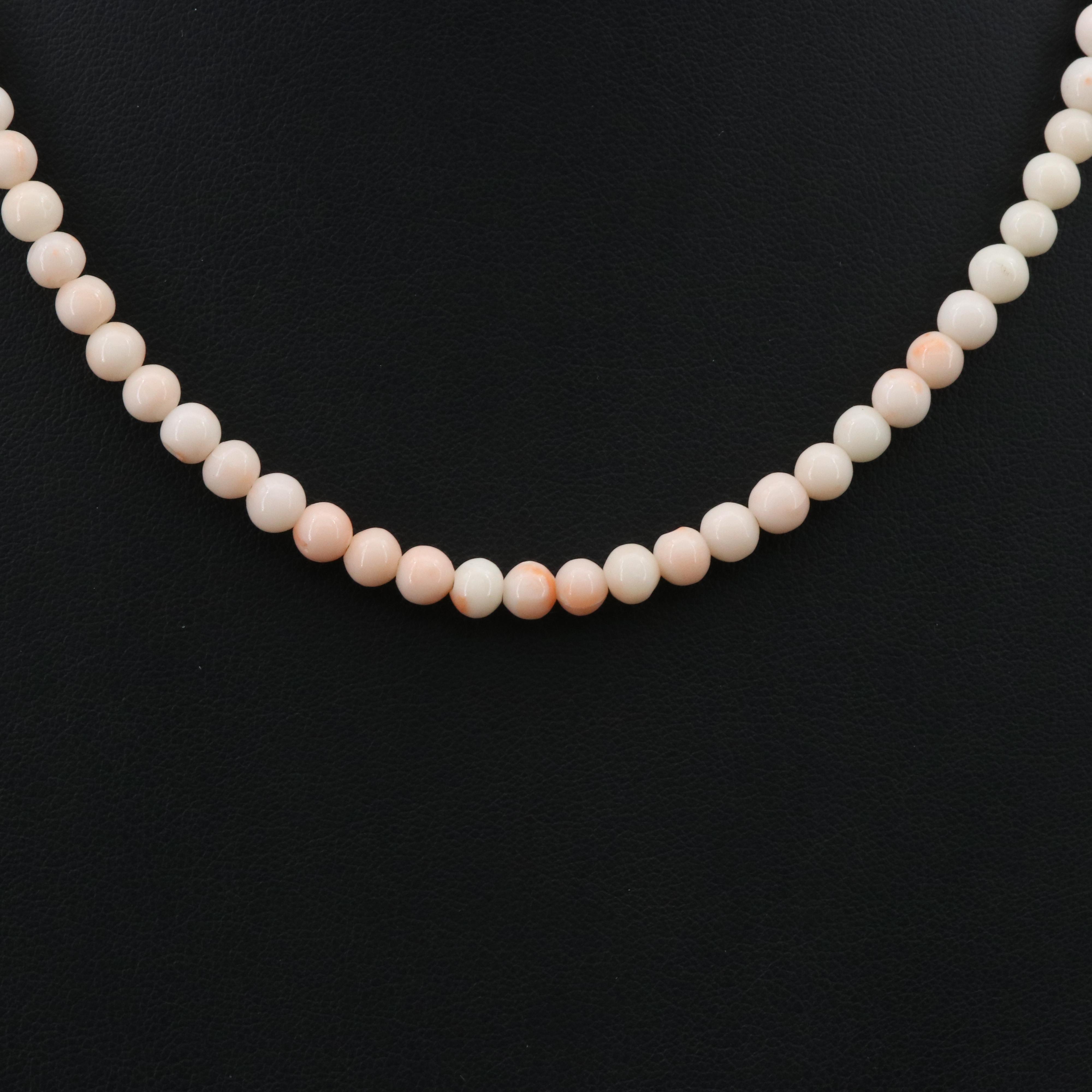 Coral Bead Necklace with Sterling Clasp