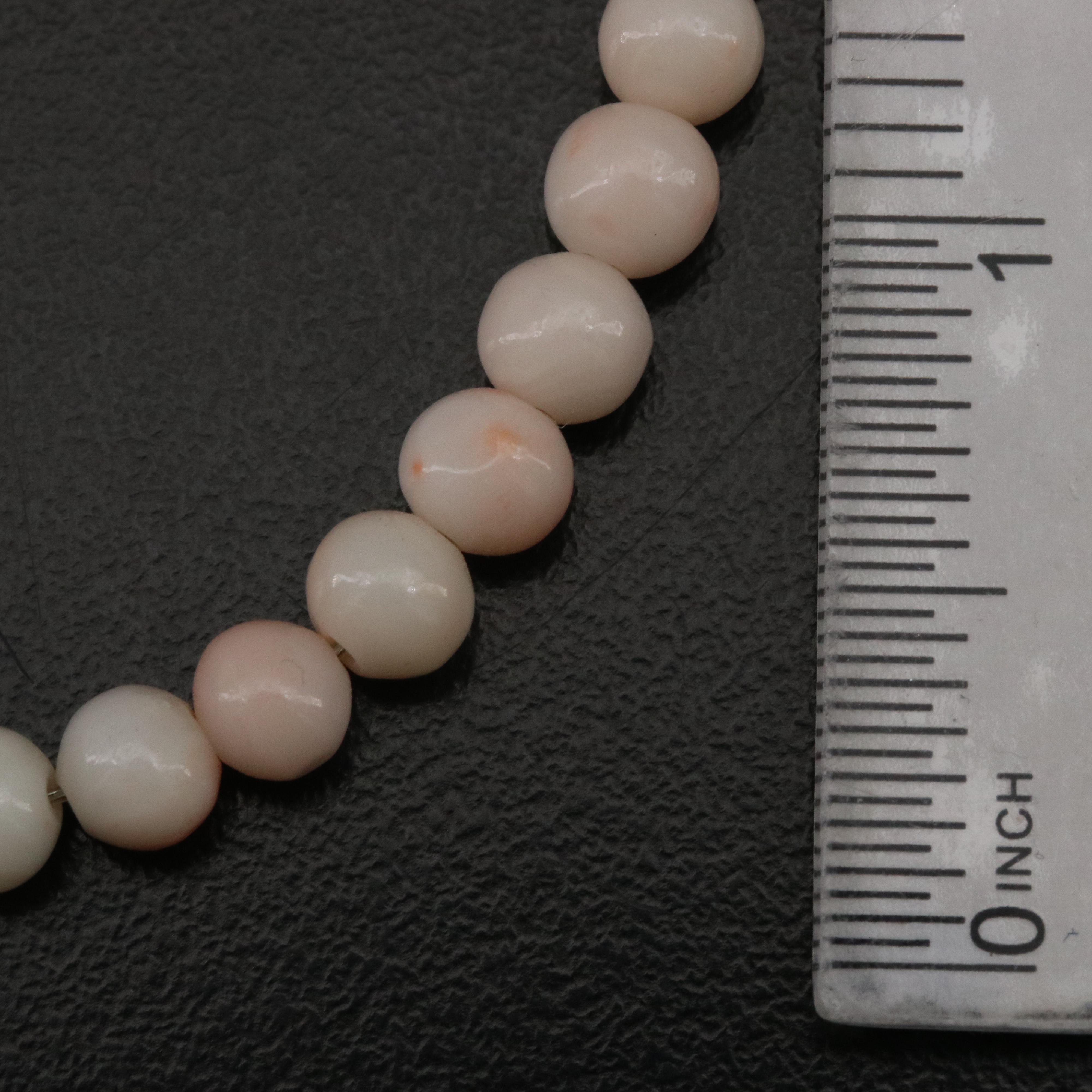 Coral Bead Necklace with Sterling Clasp