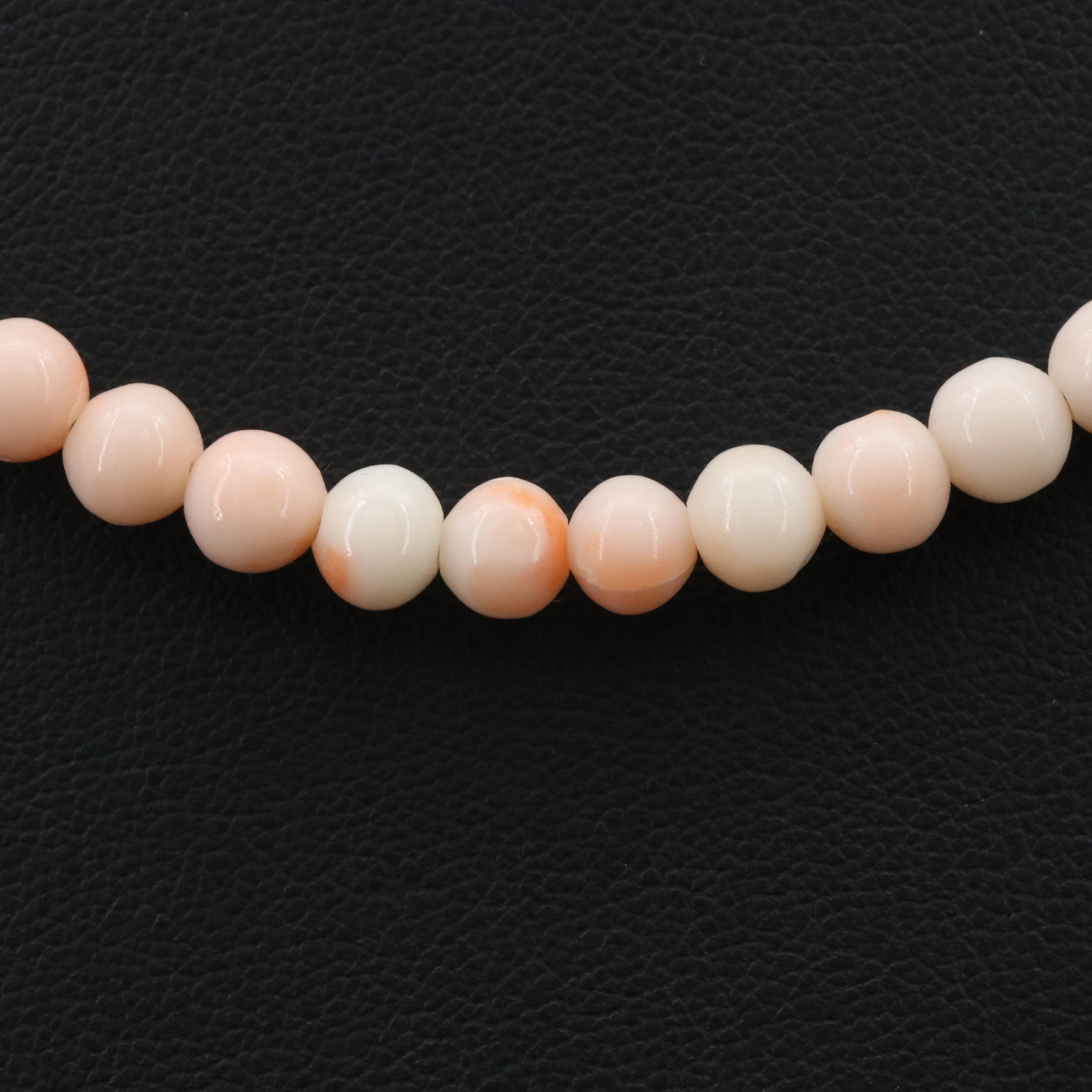 Coral Bead Necklace with Sterling Clasp