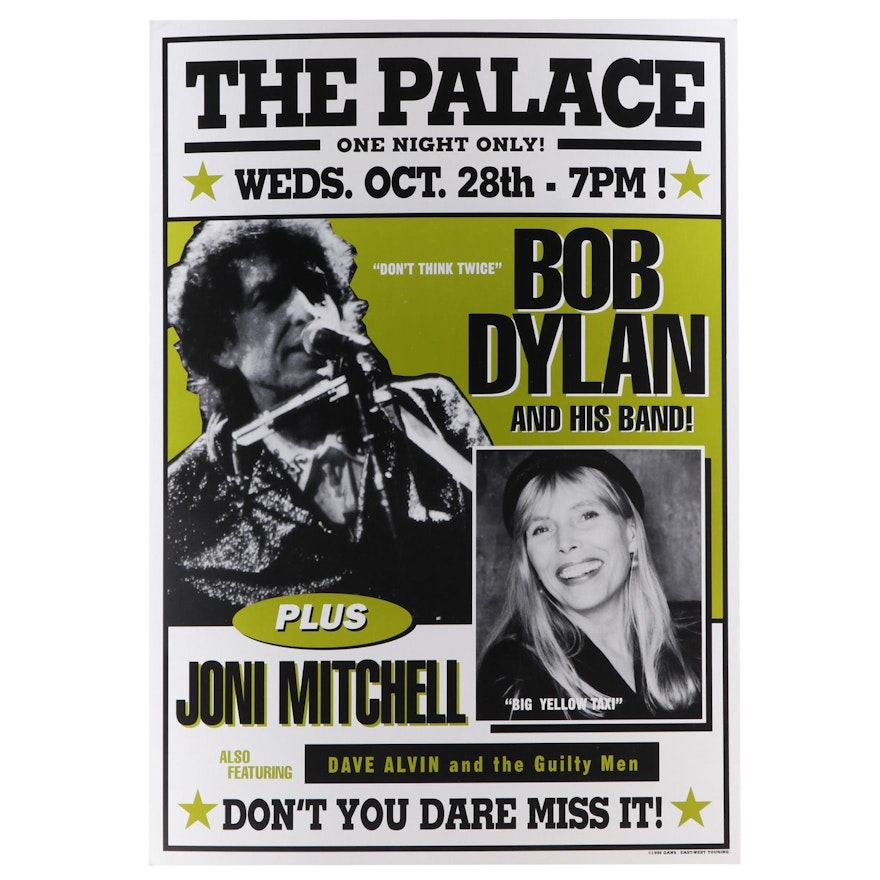 Bob Dylan and Joni Mitchell Graphic Print Concert Poster After Geoff Gans