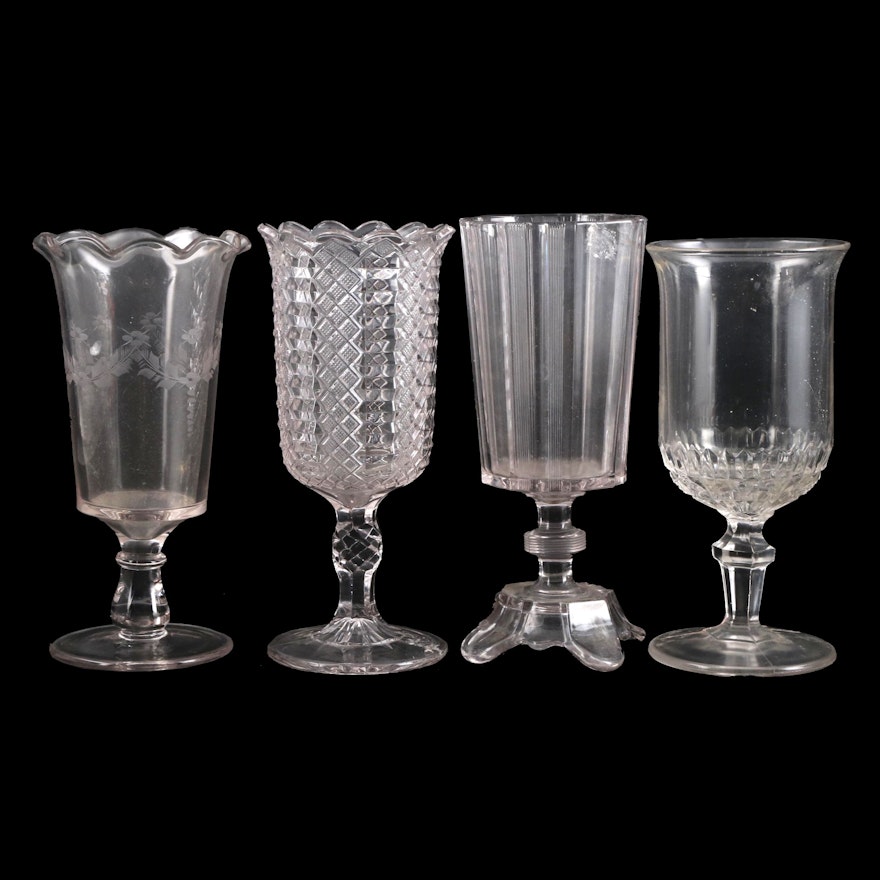 EAPG Adams & Co. "Clear Ribbon" and Other Pressed Glass Celery Vases