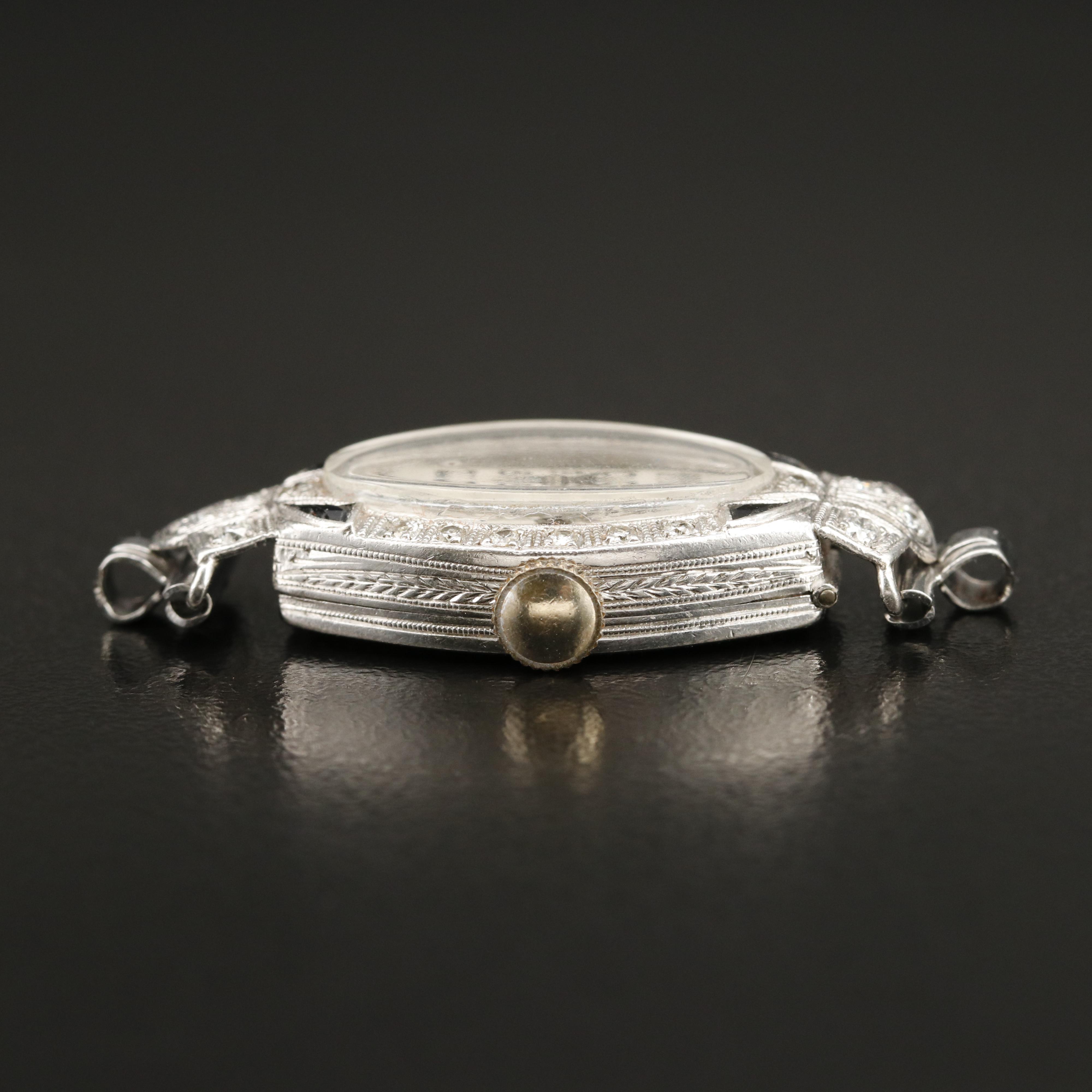 Swiss Platinum Diamond and Sapphire Watch