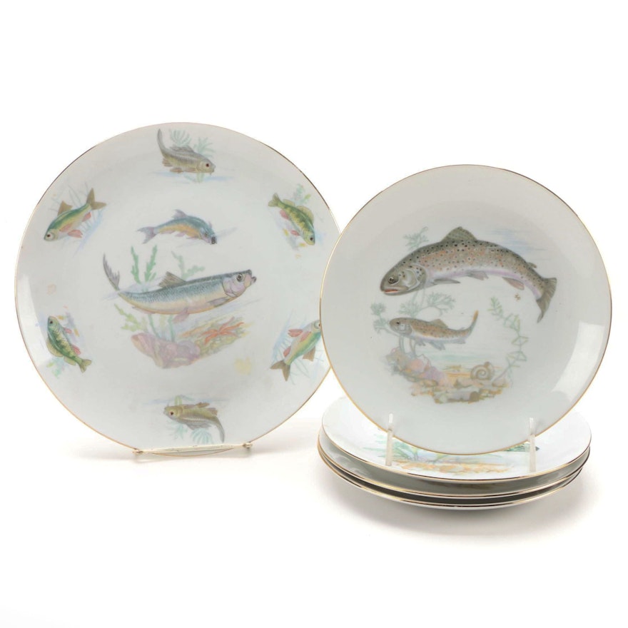 EPIAG Dalovice Porcelain Fish Plates, Mid to Late 20th Century