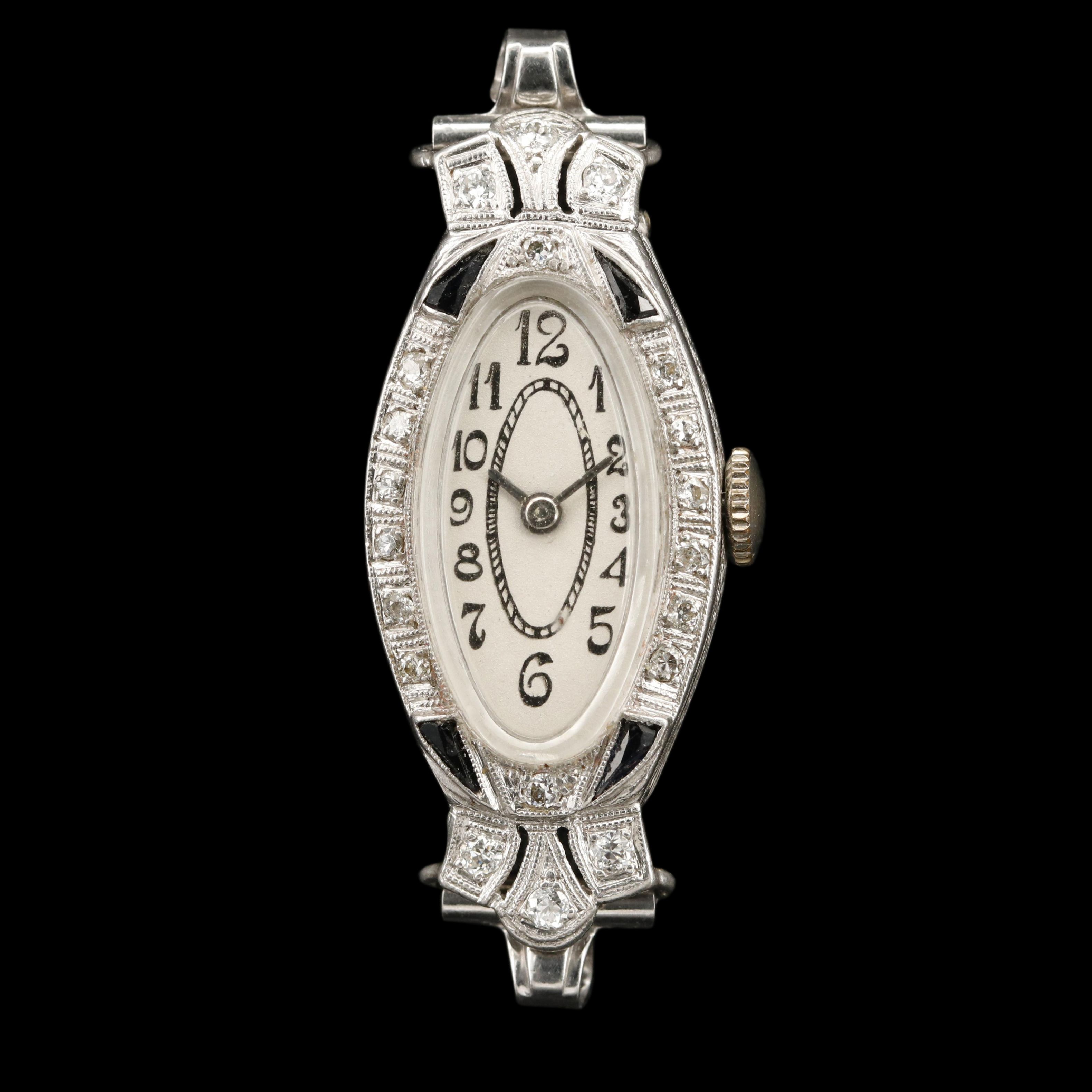 Swiss Platinum Diamond and Sapphire Watch