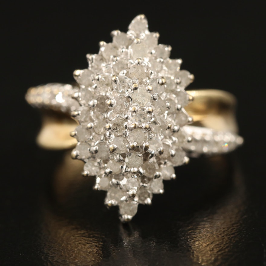 10K 0.93 CTW Diamond Cluster Ring