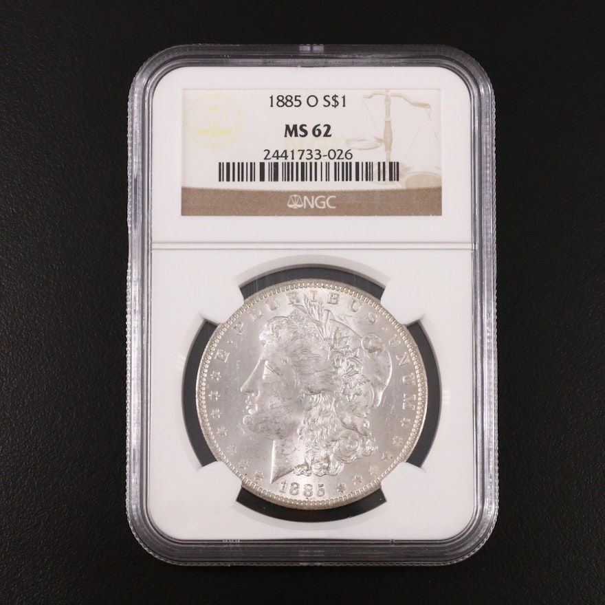 NGC Graded MS62 1885-O Silver Morgan Dollar