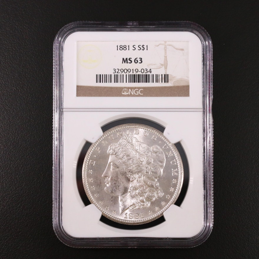 NGC Graded MS63 1881-S Silver Morgan Dollar