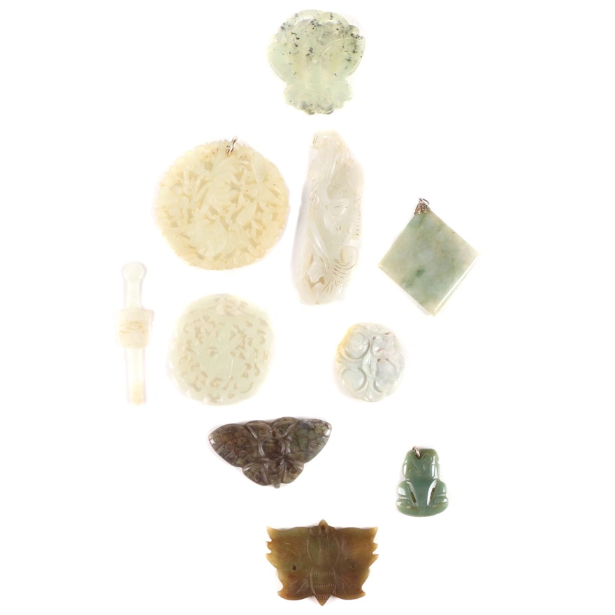 Chinese Nephrite, Serpentine and Jadeite Pendants