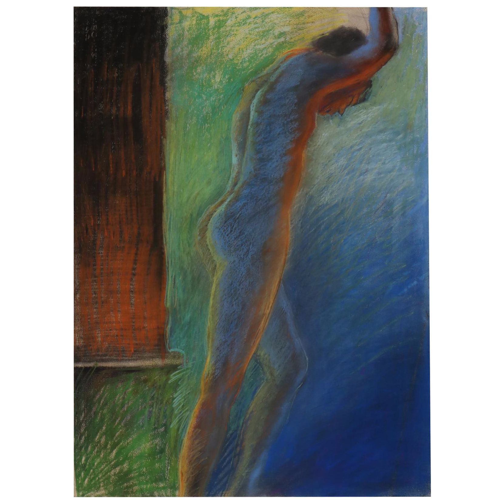 Pastel Drawing of Standing Nude Figure, Late 20th Century