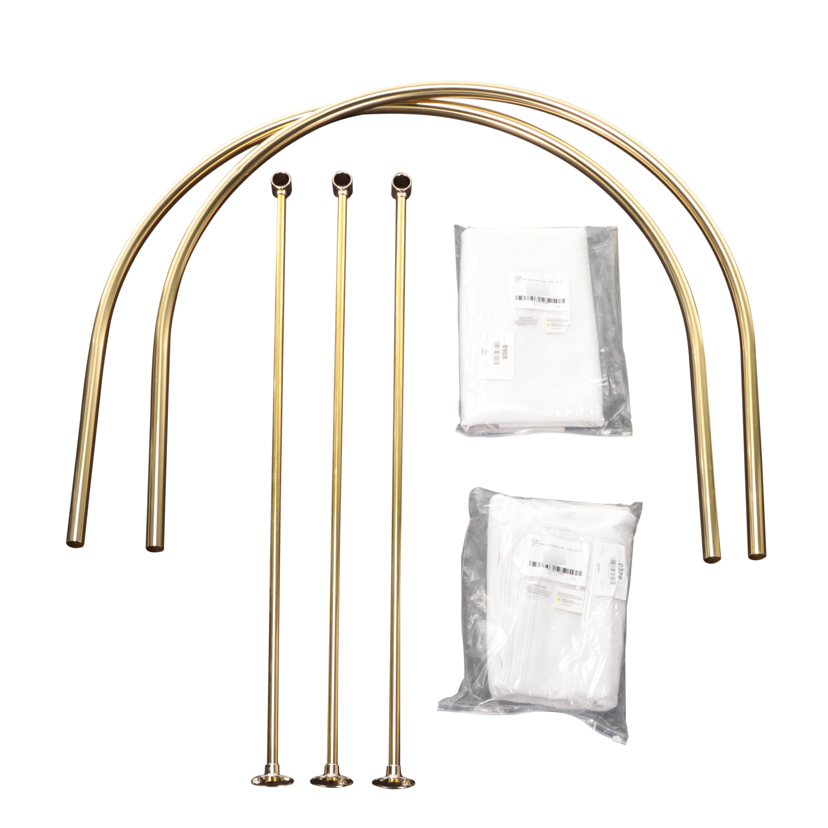 Oval Solid Brass Shower Curtain Rod and Cotton Duck Cloth Shower Curtains