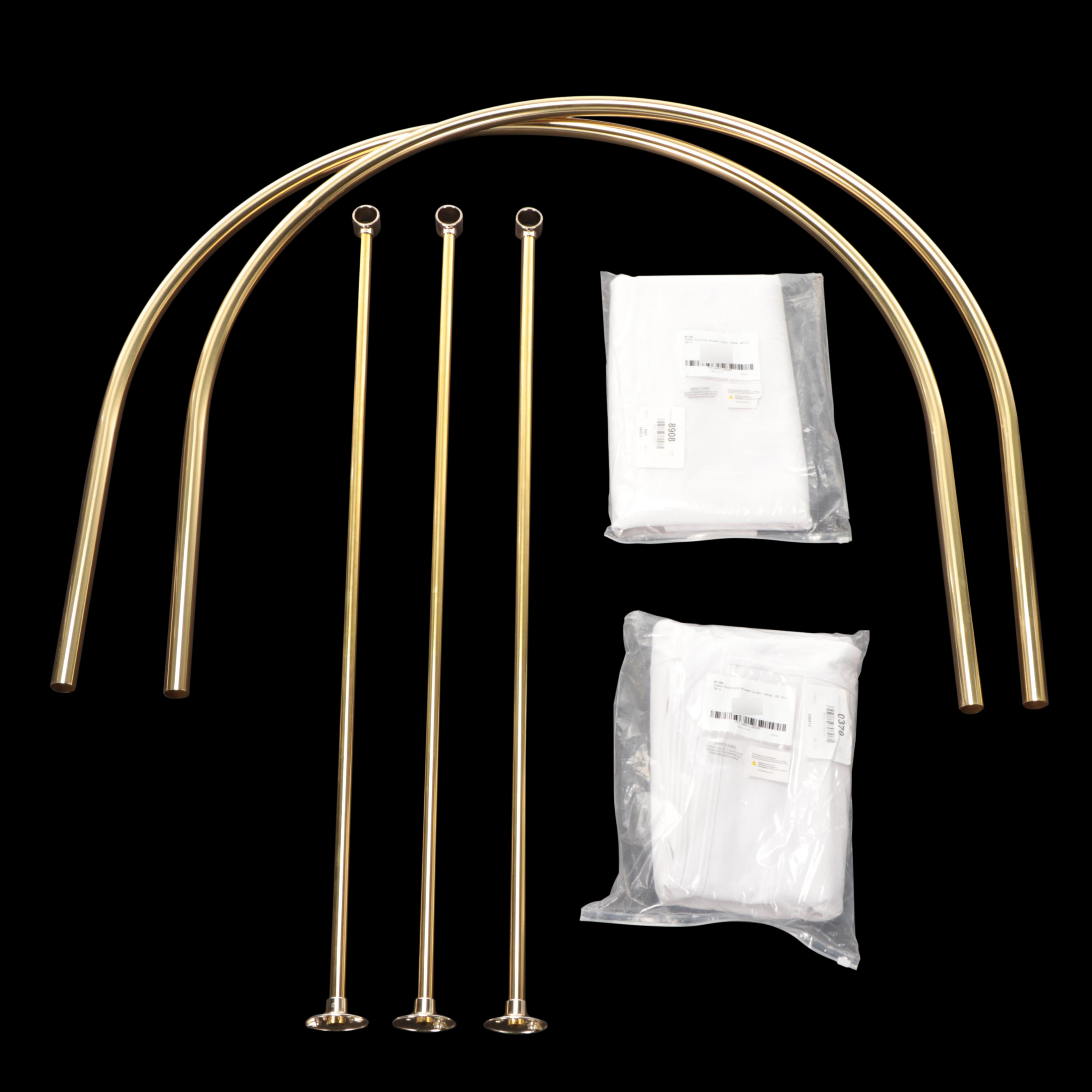 Oval Solid Brass Shower Curtain Rod and Cotton Duck Cloth Shower Curtains