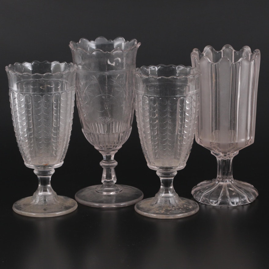 EAPG Pressed Glass Celery Vases, Mid to Late 19th Century