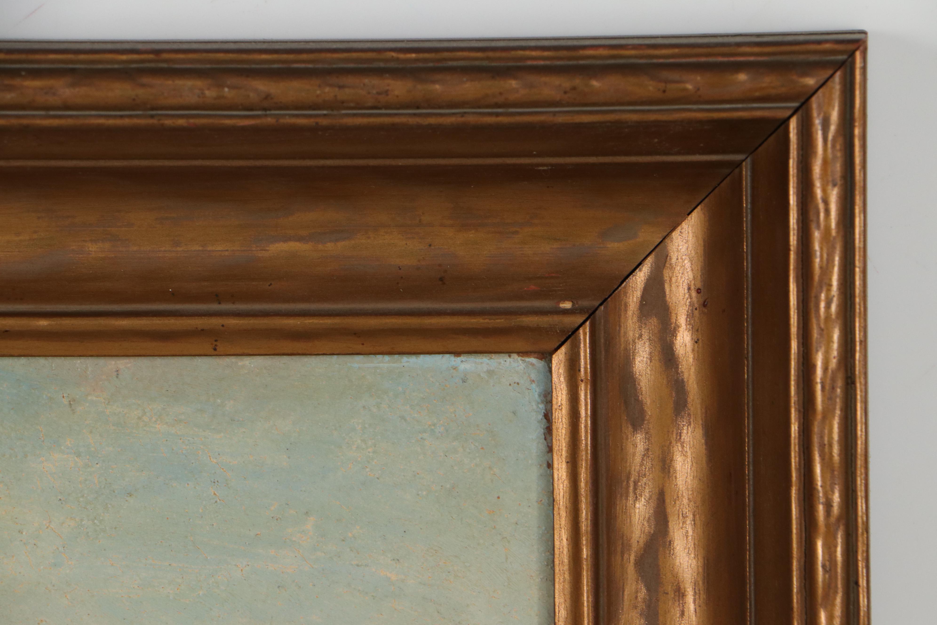 Landscape Oil Painting of Mountains and River, Mid to Late 20th Century