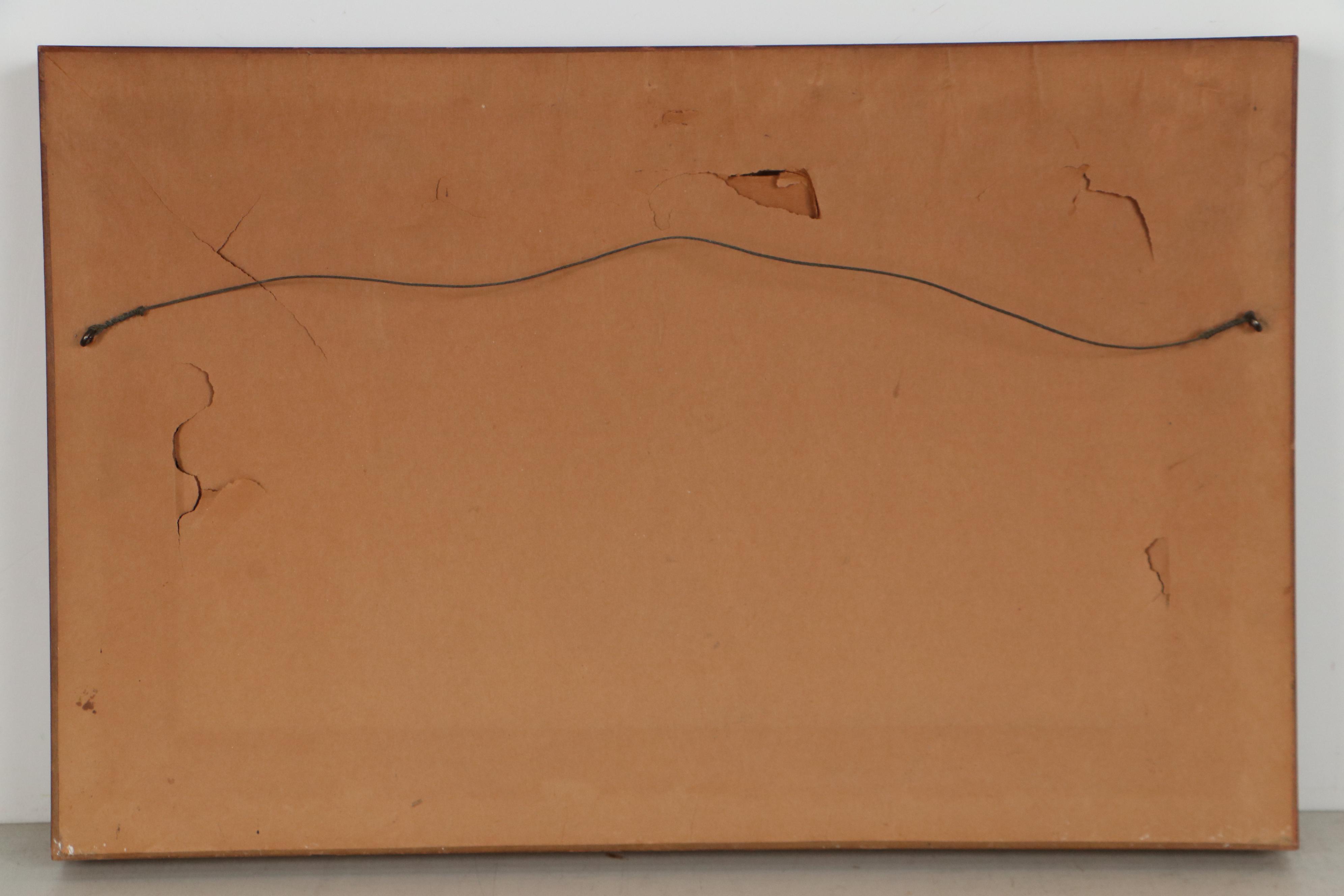 Landscape Oil Painting of Mountains and River, Mid to Late 20th Century