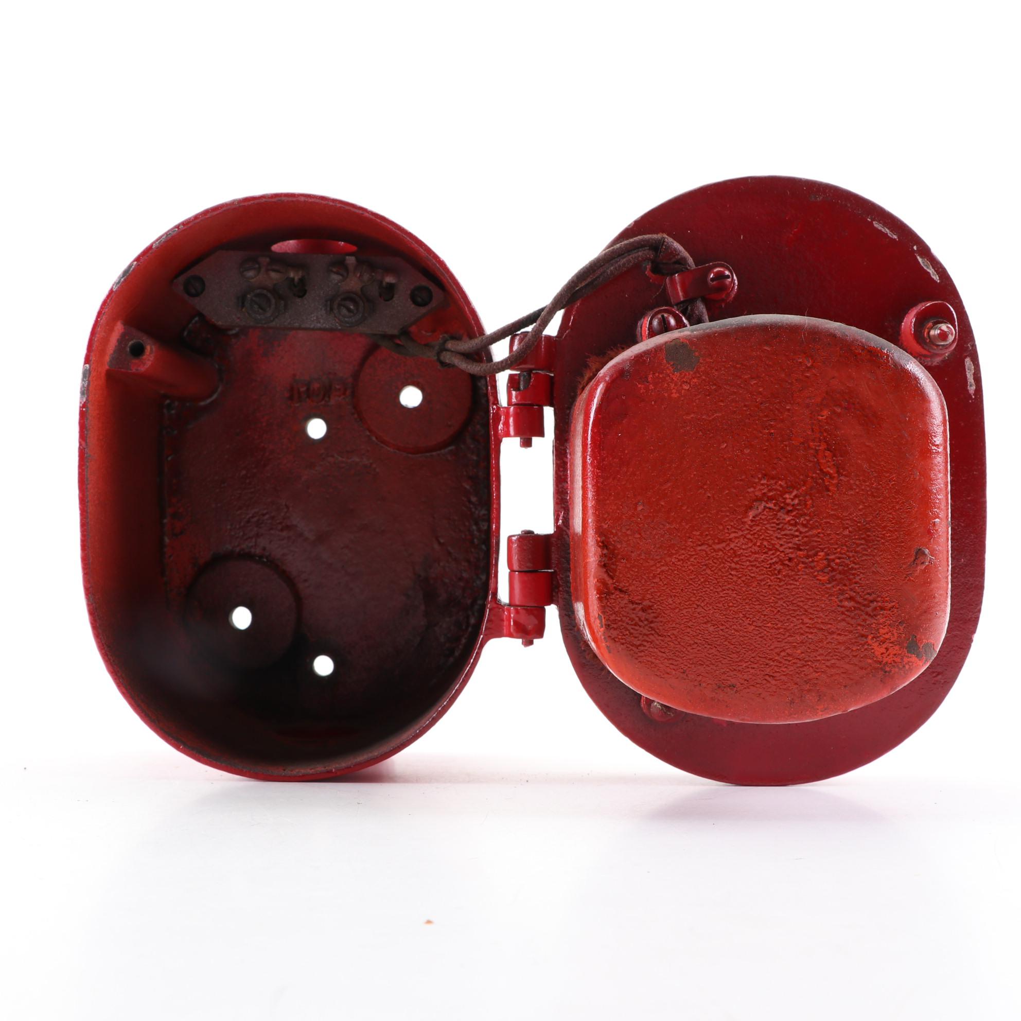 Cast Iron "In Case of Fire Pull Down Hook" Wall Mount Fire Alarm, Mid-20th C.