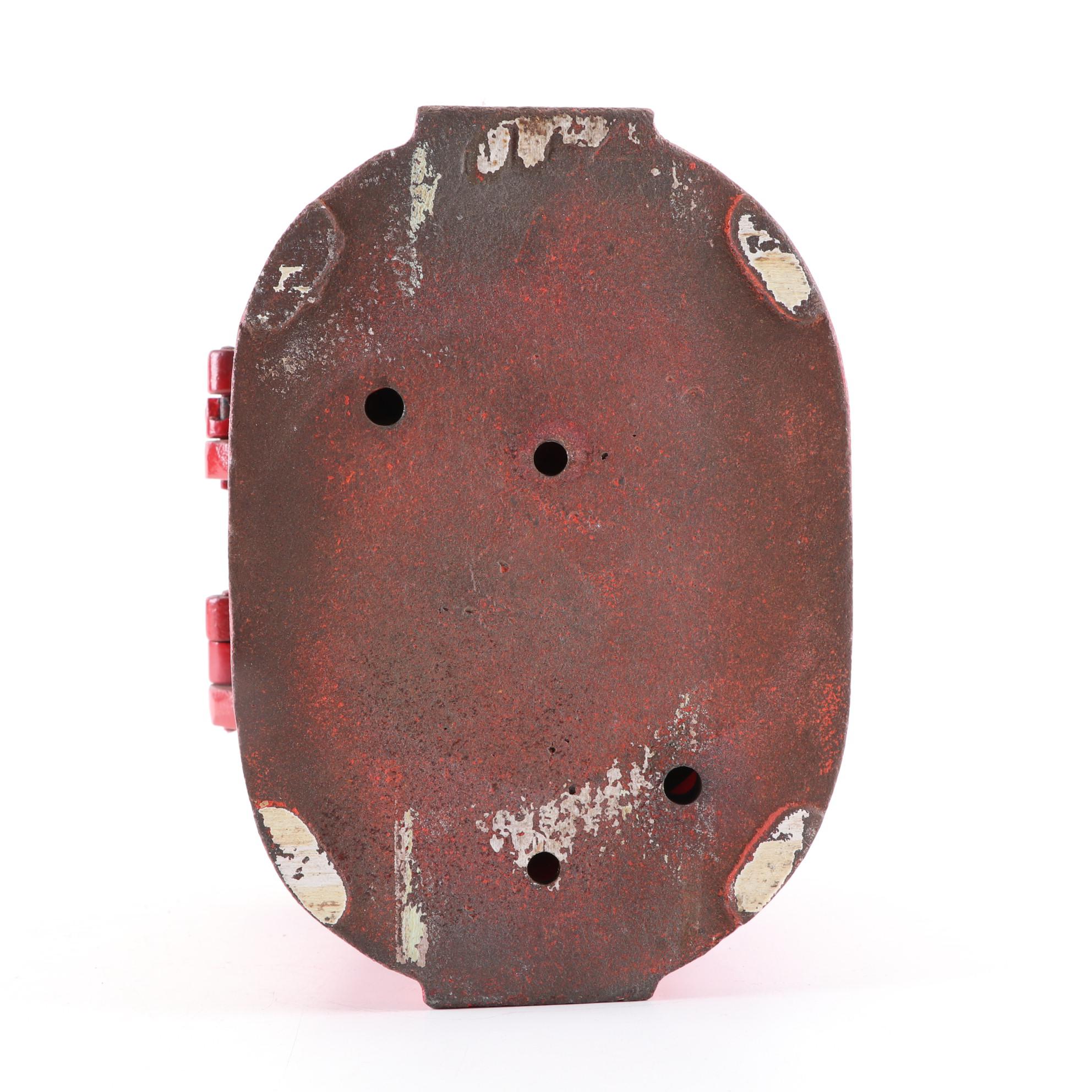 Cast Iron "In Case of Fire Pull Down Hook" Wall Mount Fire Alarm, Mid-20th C.