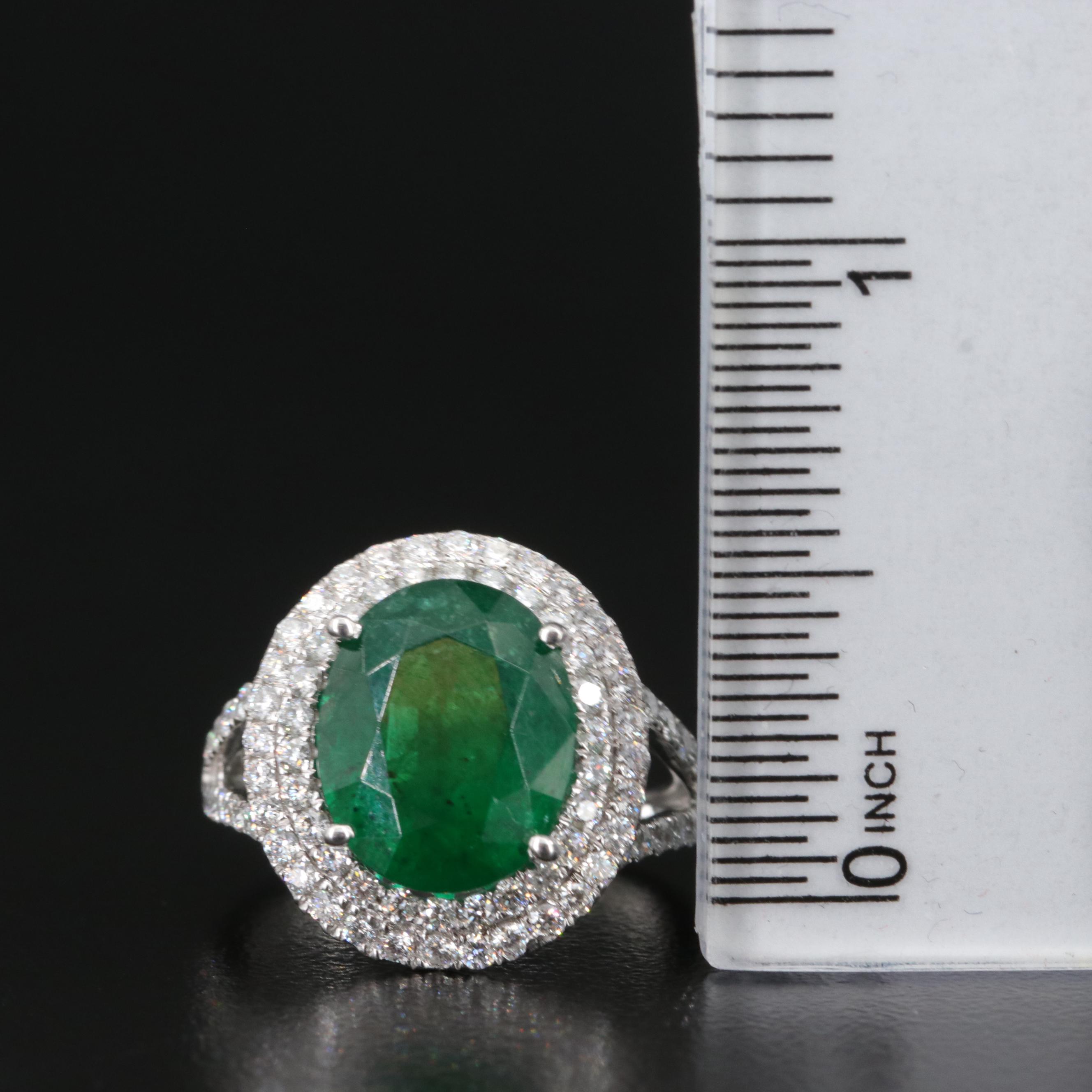 Oscar Friedman 18K 4.26 CT Emerald and Diamond Ring with GIA Report
