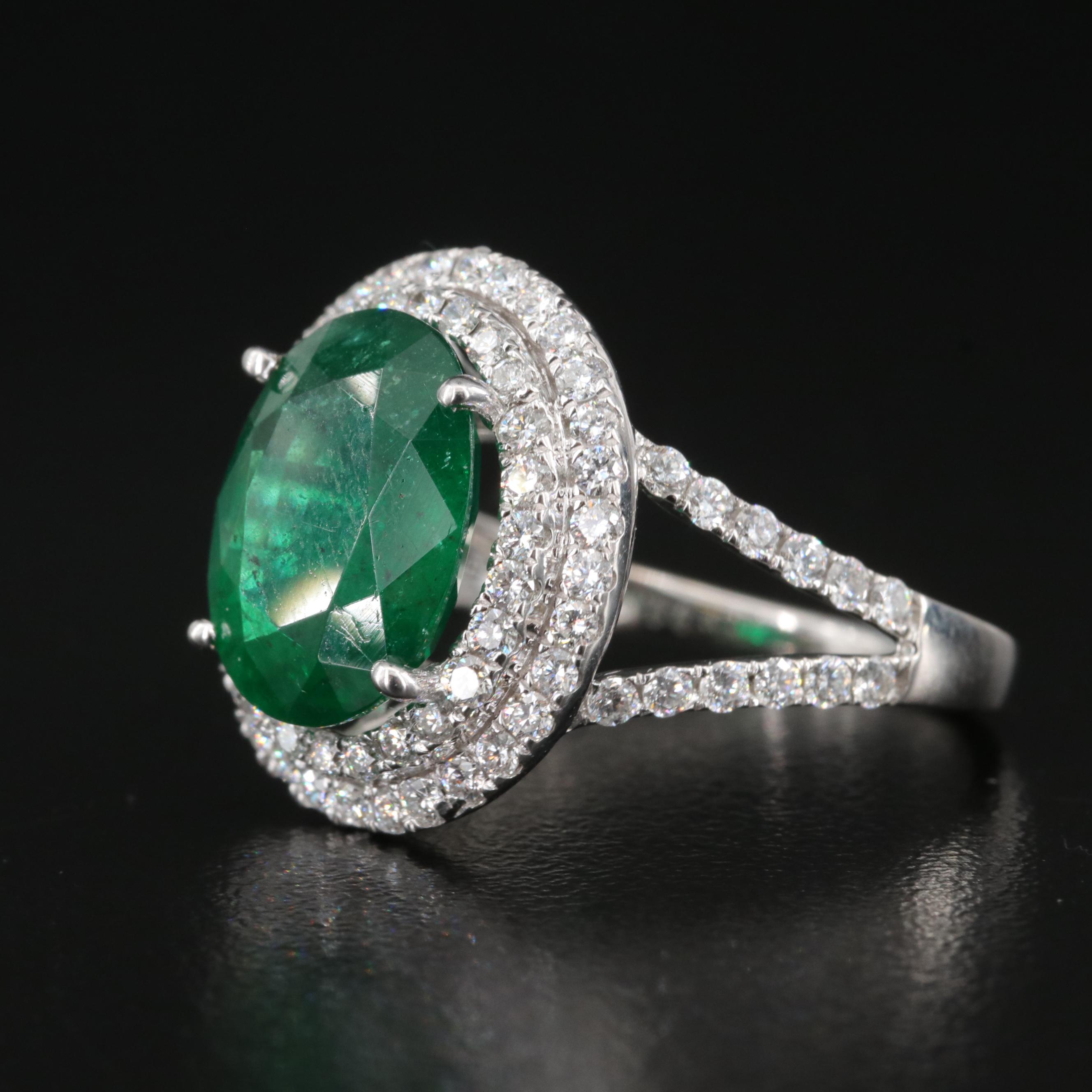 Oscar Friedman 18K 4.26 CT Emerald and Diamond Ring with GIA Report