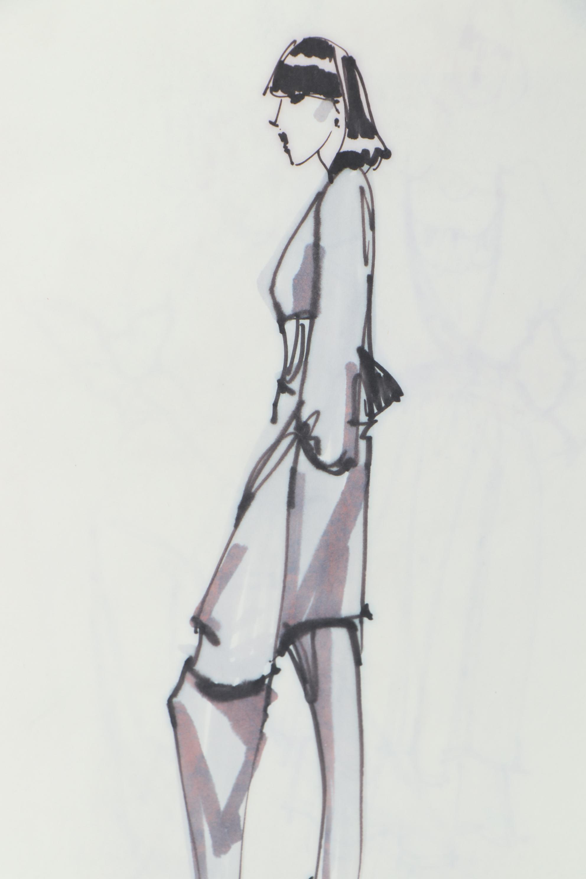 Margaret Voelker-Ferrier Fashion Ink Drawing Illustrations
