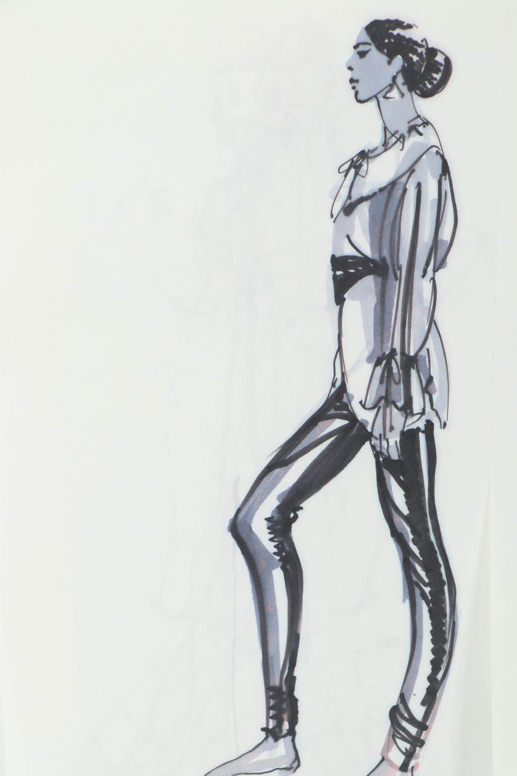 Margaret Voelker-Ferrier Fashion Ink Drawing Illustrations