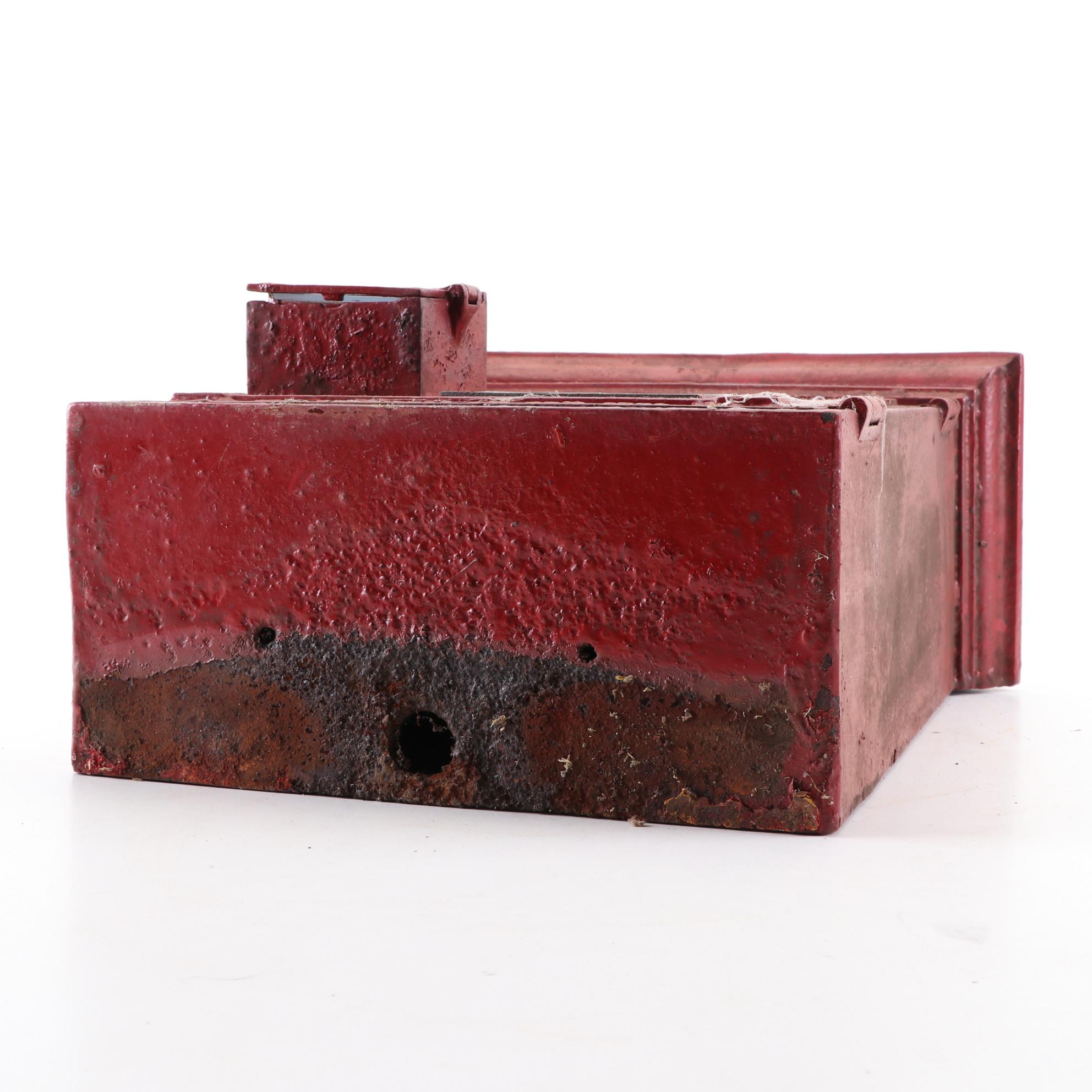 Gamewell Co. #322 Cast Iron Fire Alarm Station Box in Red Paint, Early 20th C.