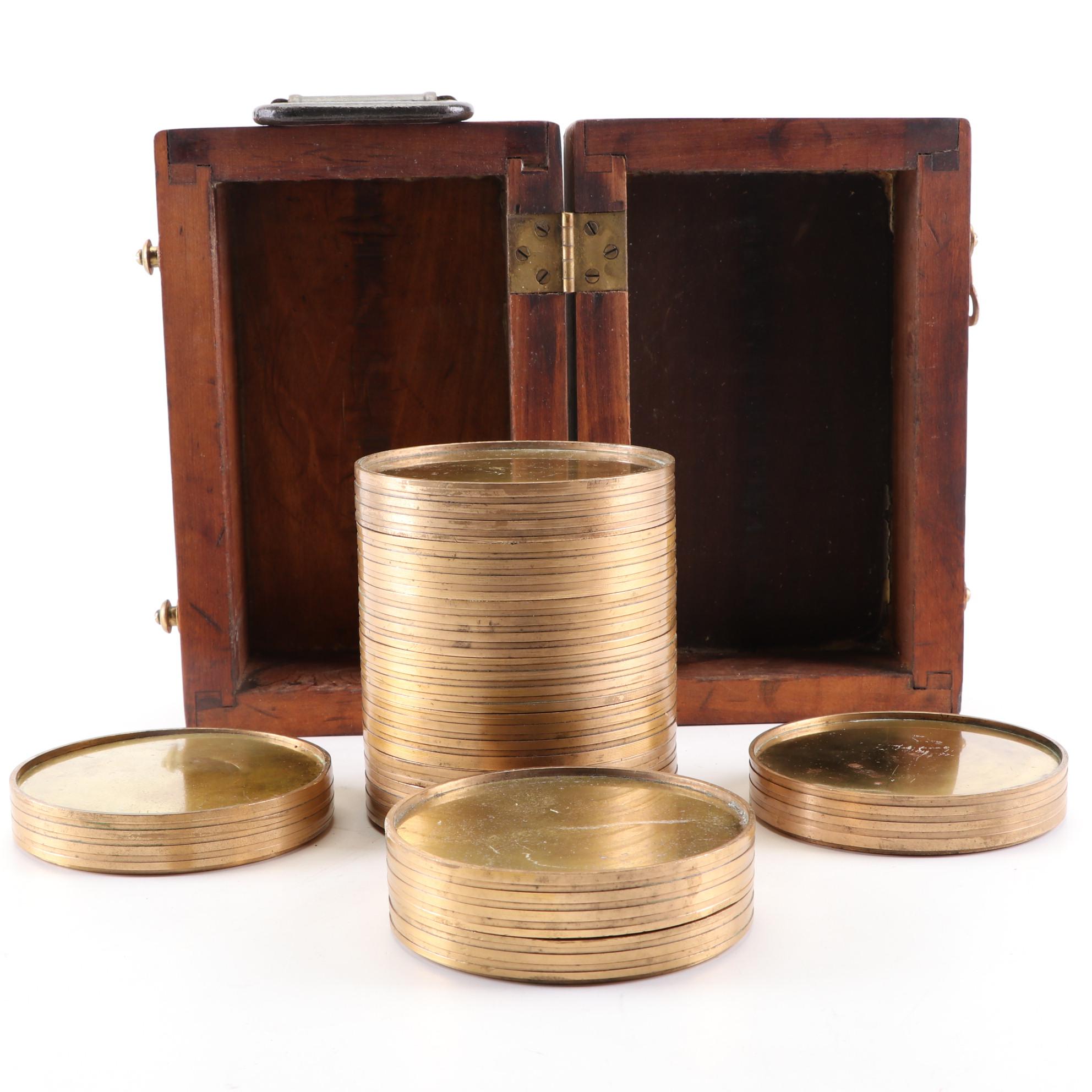 Crosby S. G. & V. Co. Boston Brass Scale Weights in Wooden Box, Pat'd 1884