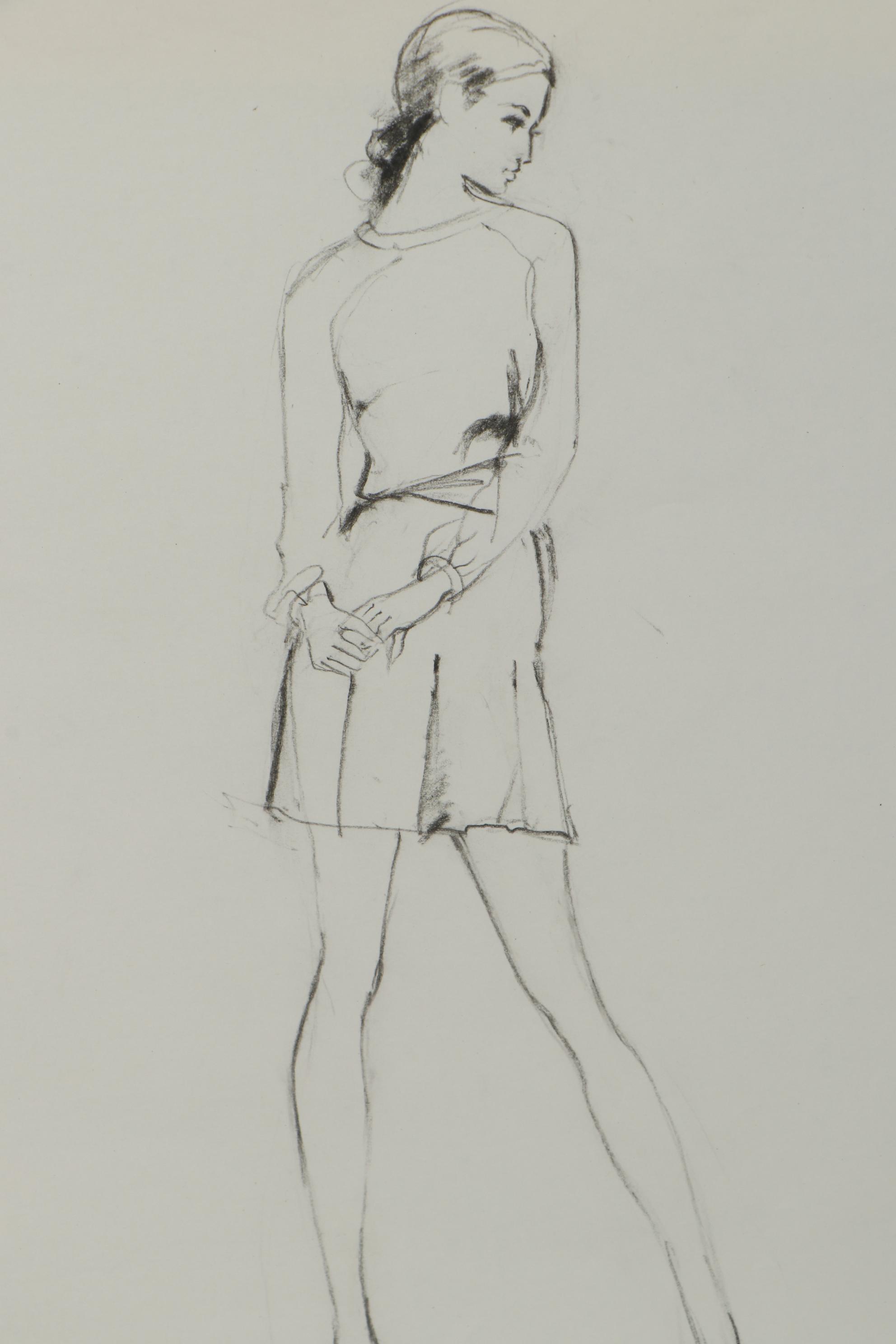 Margaret Voelker-Ferrier Mixed Media Fashion Illustrations, Circa 1969