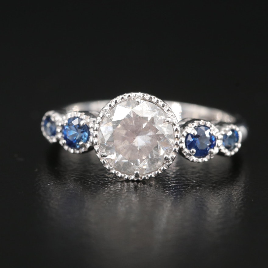 14K 1.51 CT Diamond and Sapphire Ring