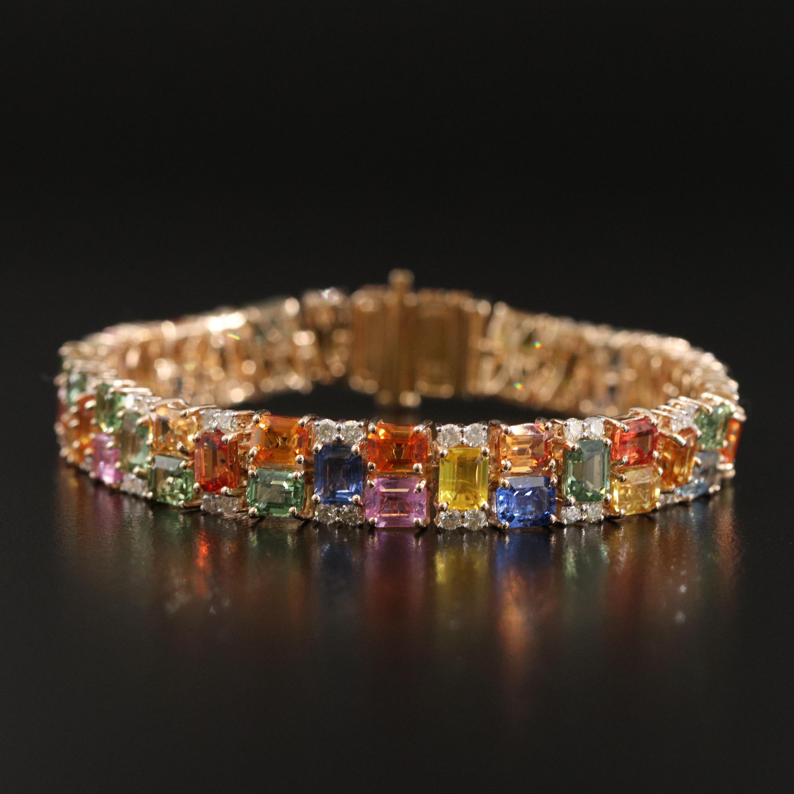 Oscar Friedman 14K Sapphire and 2.19 CTW Diamond Bracelet