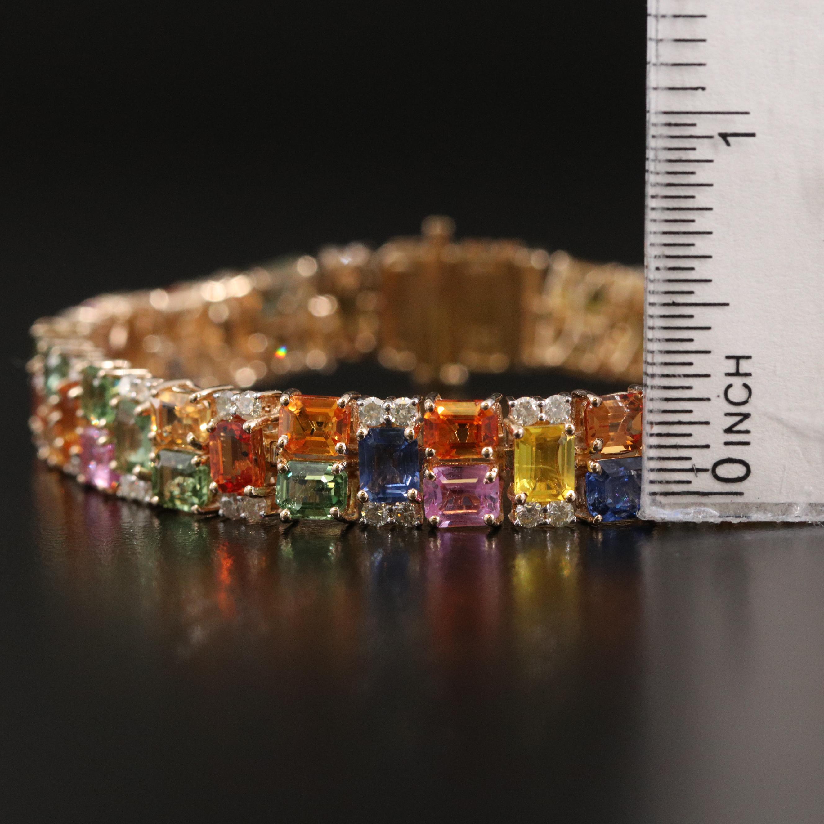 Oscar Friedman 14K Sapphire and 2.19 CTW Diamond Bracelet