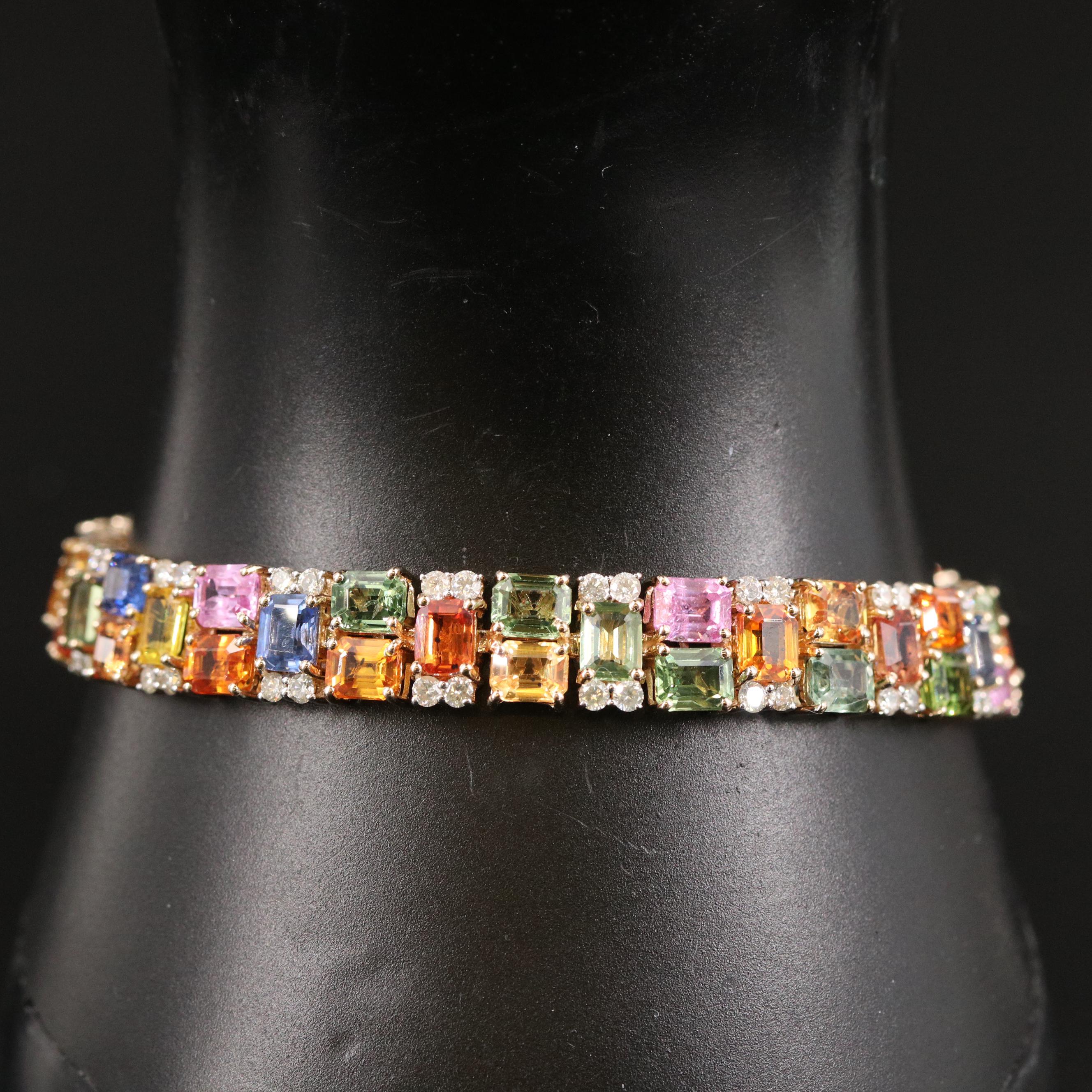 Oscar Friedman 14K Sapphire and 2.19 CTW Diamond Bracelet