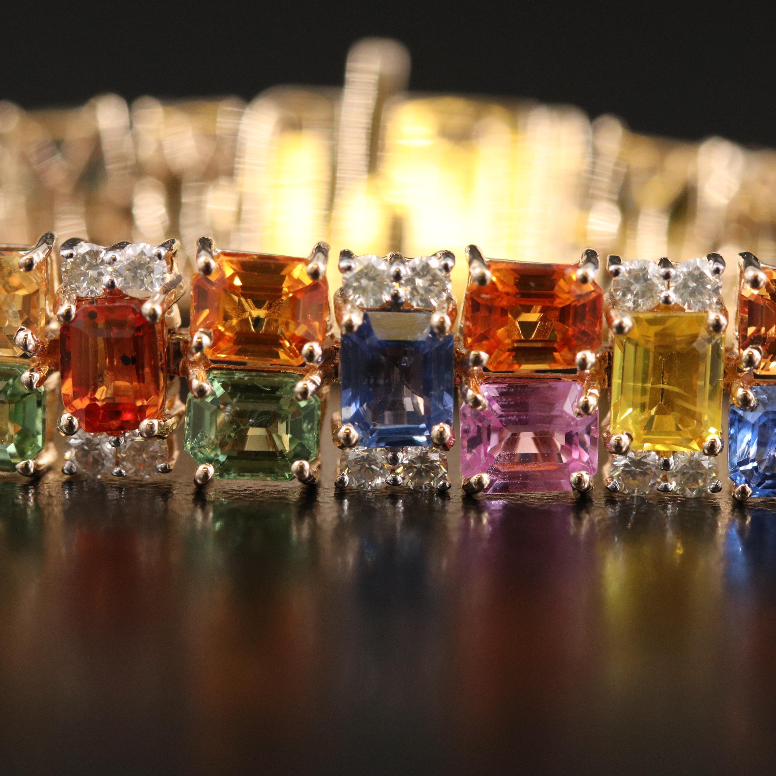 Oscar Friedman 14K Sapphire and 2.19 CTW Diamond Bracelet